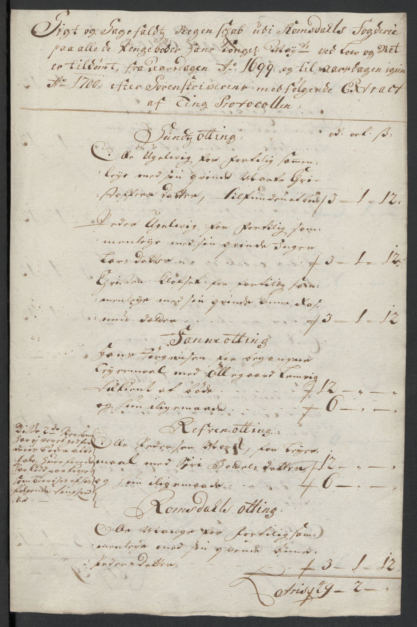 Rentekammeret inntil 1814, Reviderte regnskaper, Fogderegnskap, AV/RA-EA-4092/R55/L3654: Fogderegnskap Romsdal, 1699-1700, p. 287