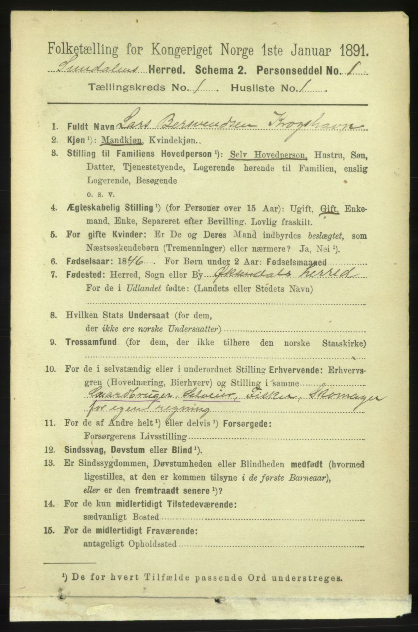 RA, 1891 census for 1563 Sunndal, 1891, p. 50