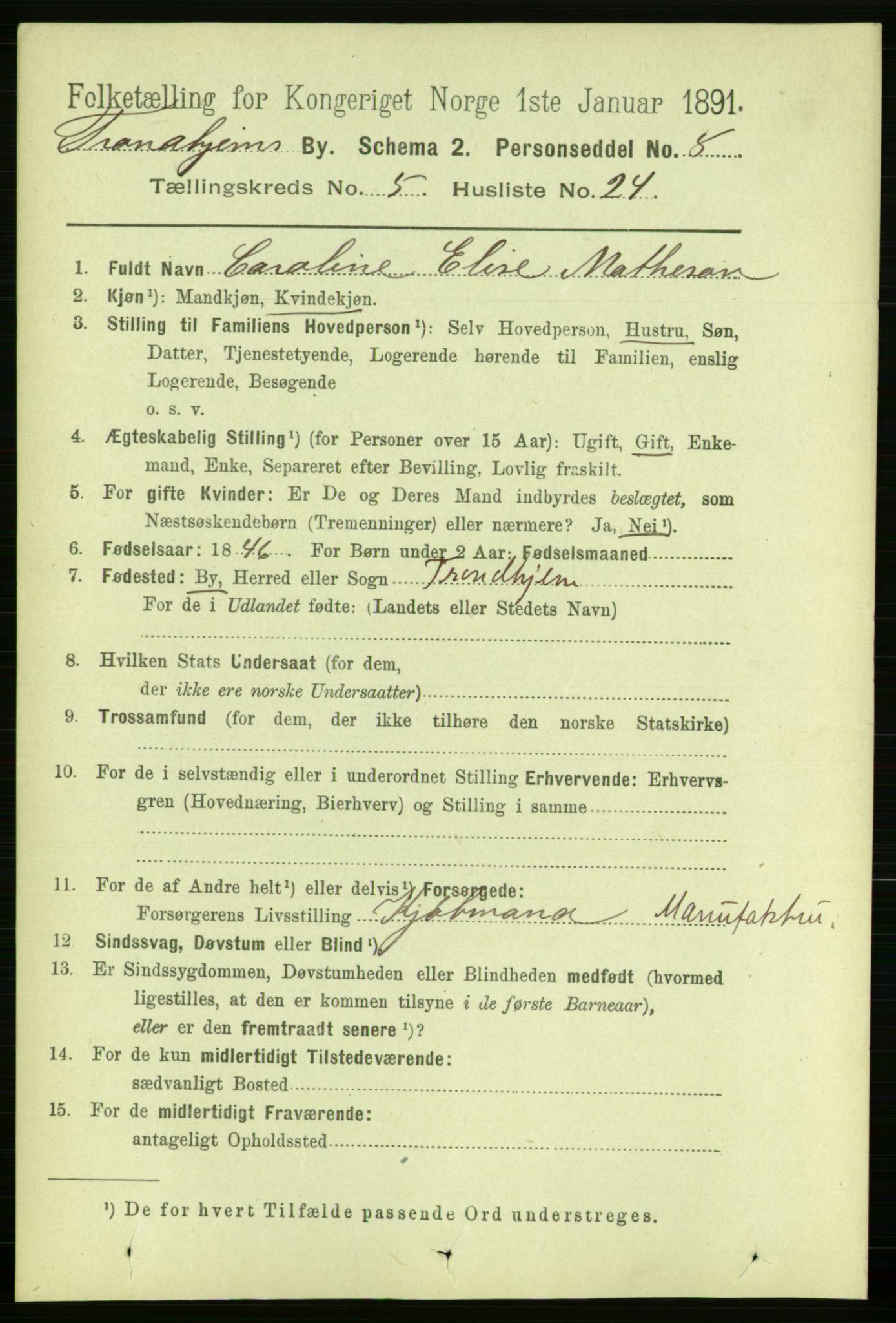 RA, 1891 census for 1601 Trondheim, 1891, p. 4940