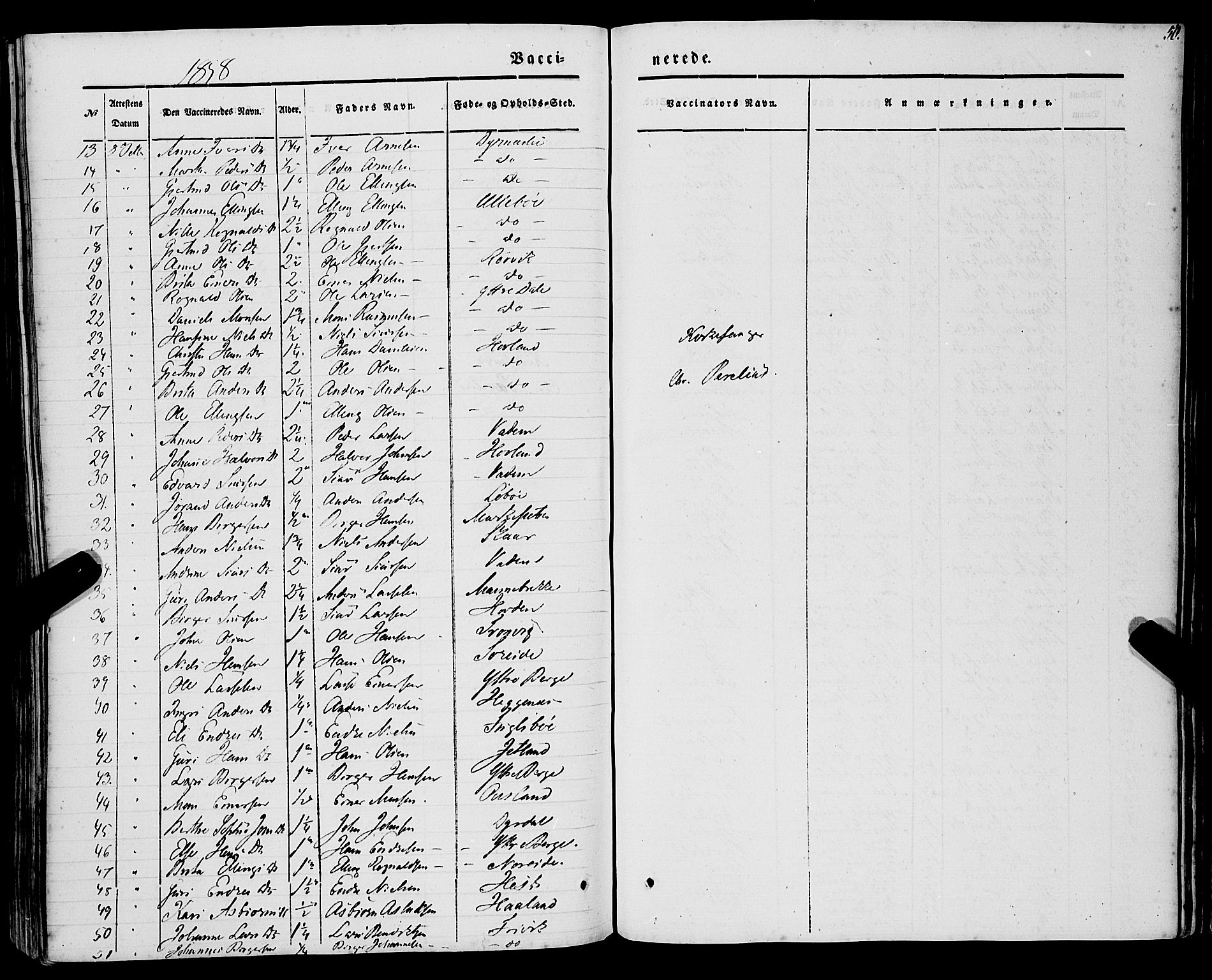 Lavik sokneprestembete, AV/SAB-A-80901: Parish register (official) no. A 3, 1843-1863, p. 50