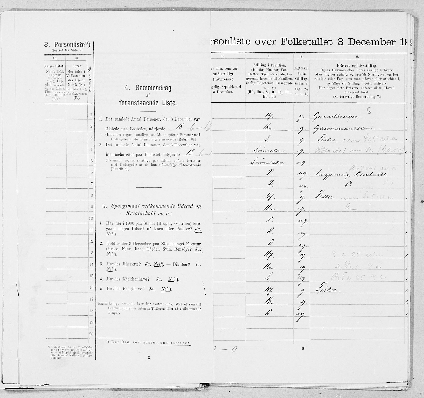 SAT, 1900 census for Velfjord, 1900, p. 291