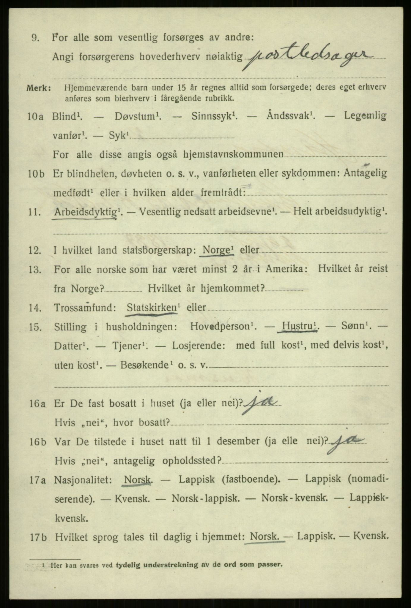 SATØ, 1920 census for Harstad, 1920, p. 5661