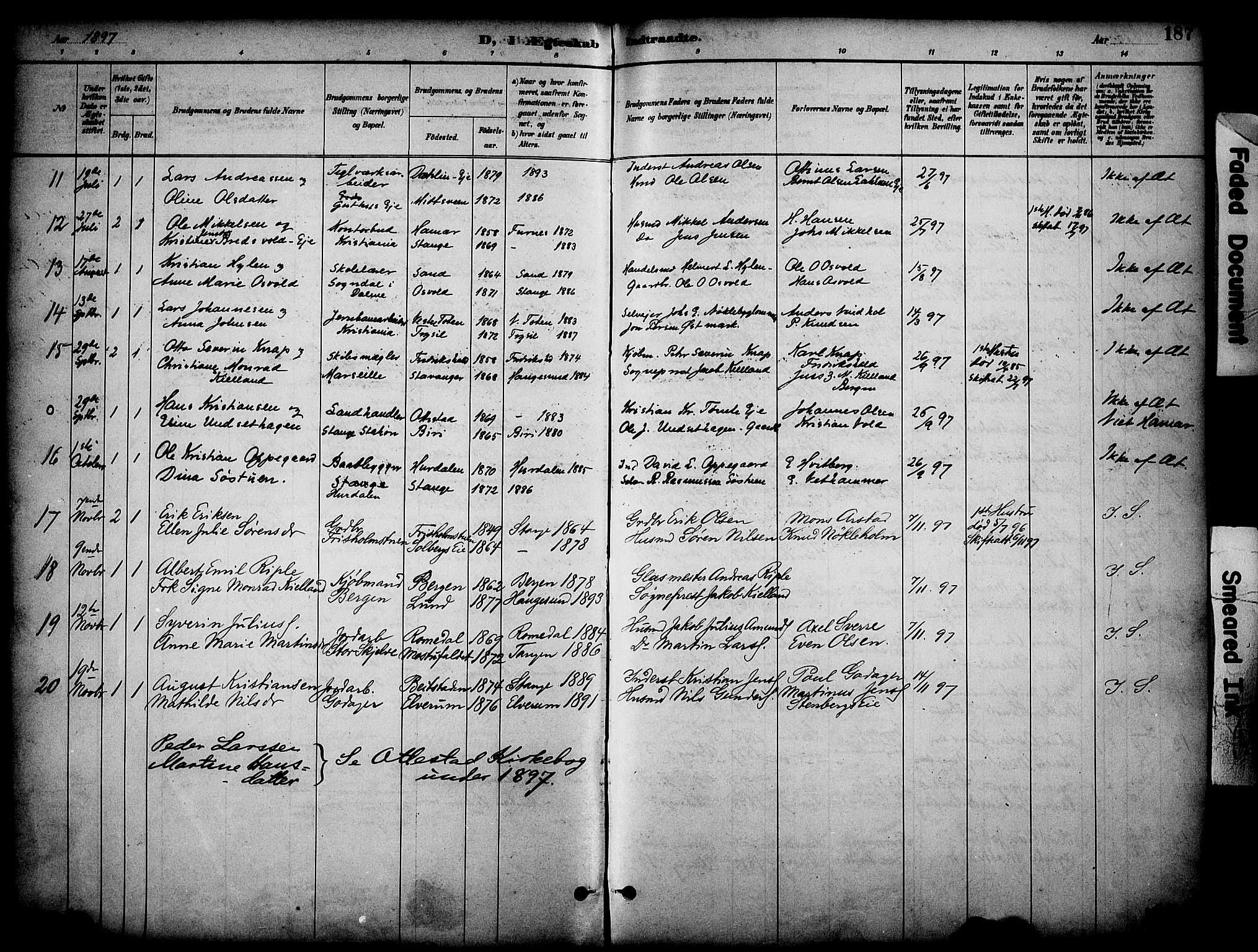 Stange prestekontor, SAH/PREST-002/K/L0020: Parish register (official) no. 20, 1894-1905, p. 187