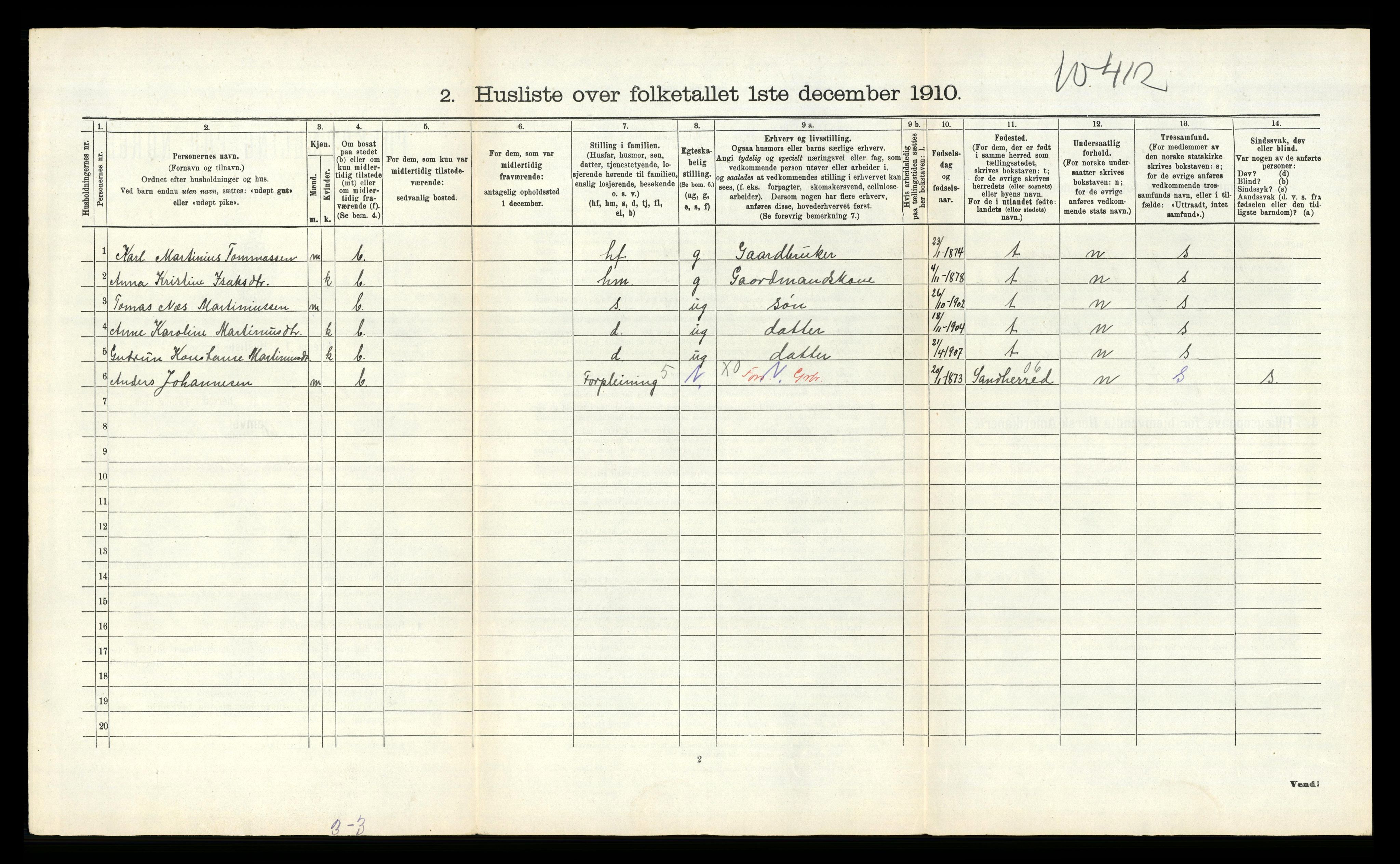 RA, 1910 census for Solum, 1910, p. 2392