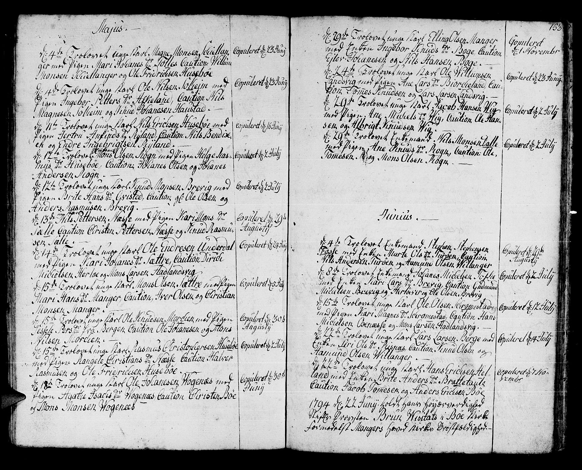 Manger sokneprestembete, SAB/A-76801/H/Haa: Parish register (official) no. A 2, 1792-1815, p. 153