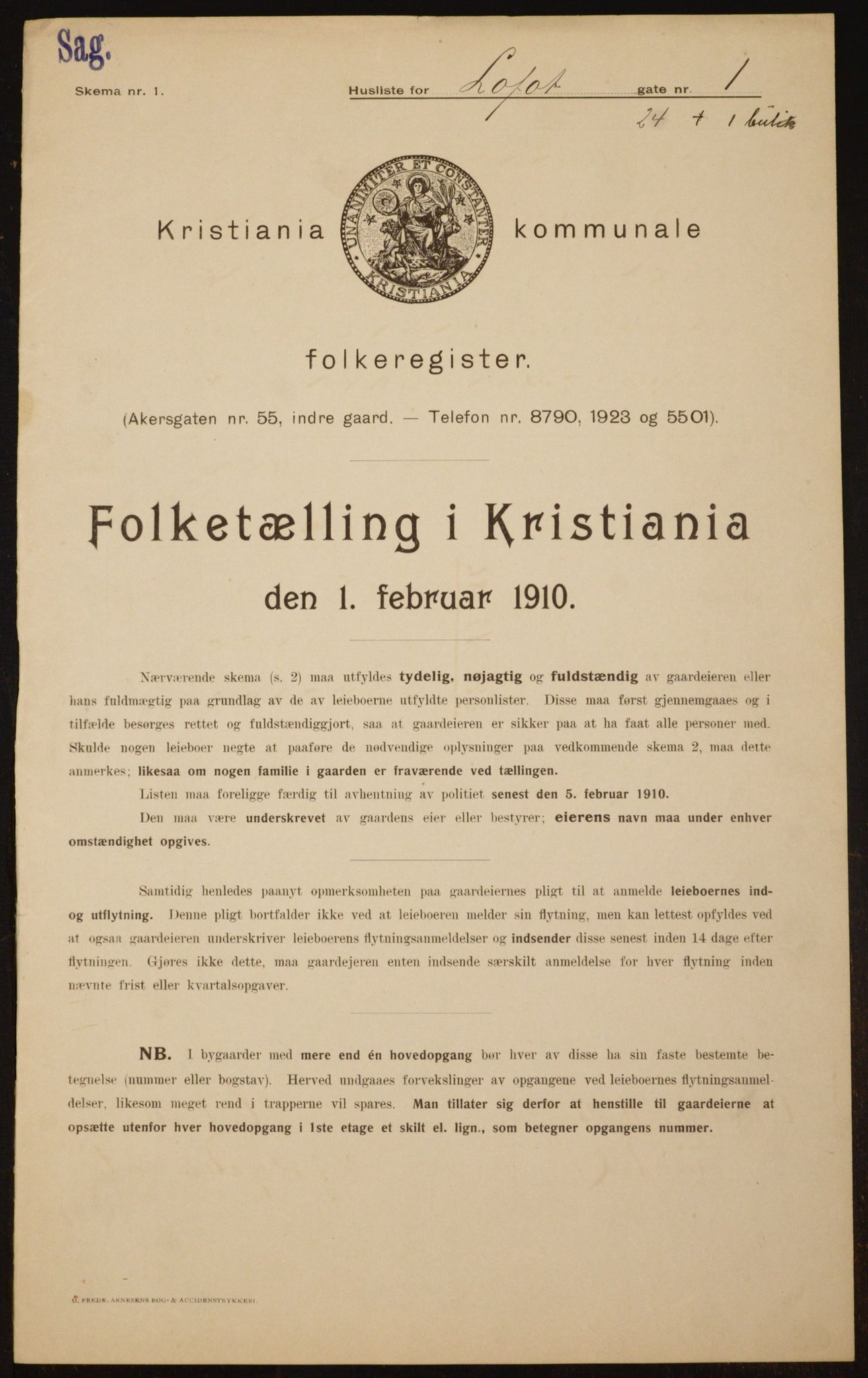 OBA, Municipal Census 1910 for Kristiania, 1910, p. 56333