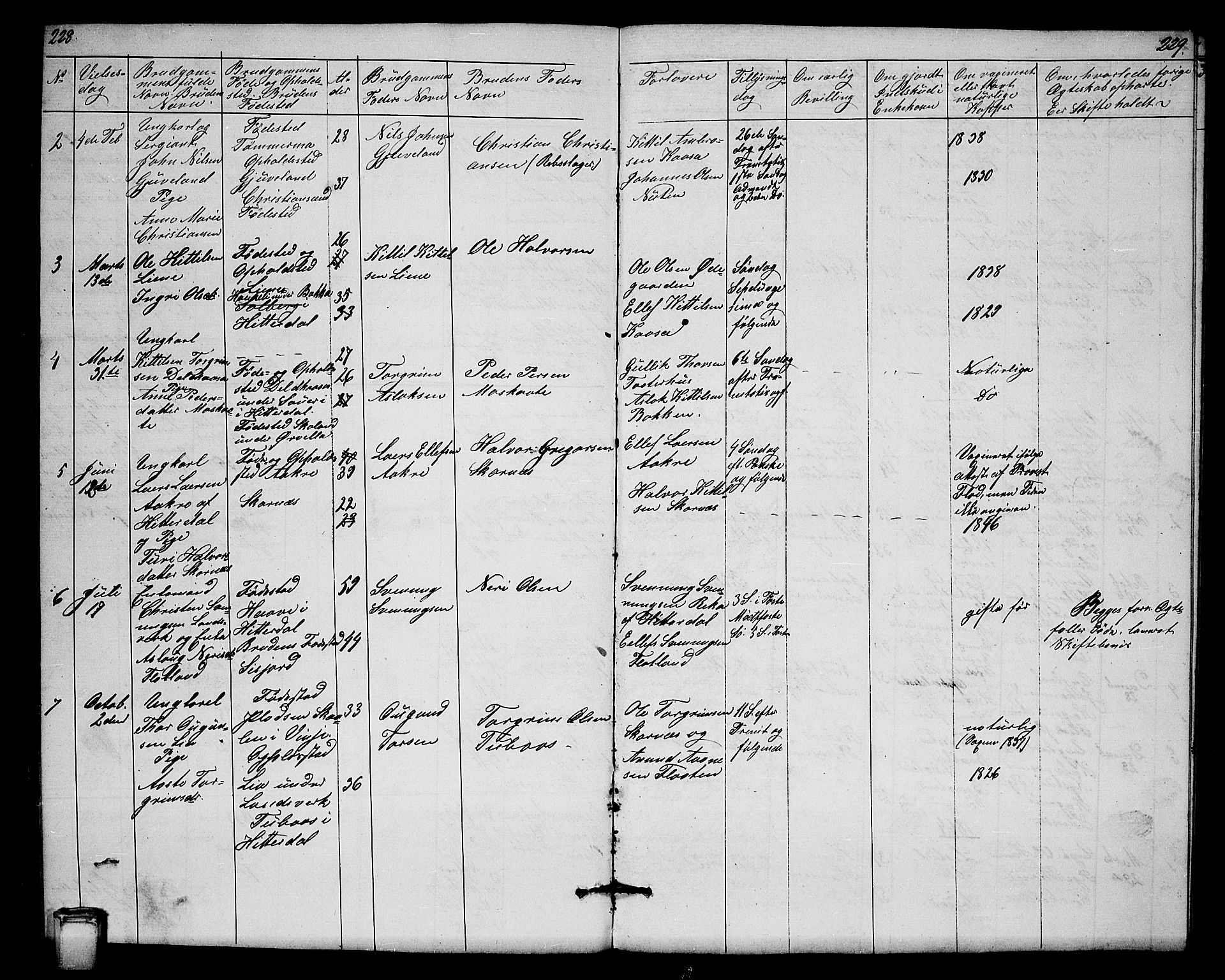 Hjartdal kirkebøker, SAKO/A-270/G/Gb/L0002: Parish register (copy) no. II 2, 1854-1884, p. 228-229