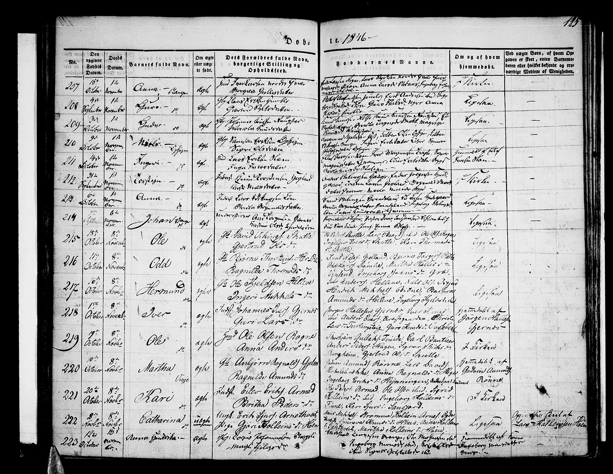 Voss sokneprestembete, SAB/A-79001/H/Haa: Parish register (official) no. A 13, 1836-1851, p. 125