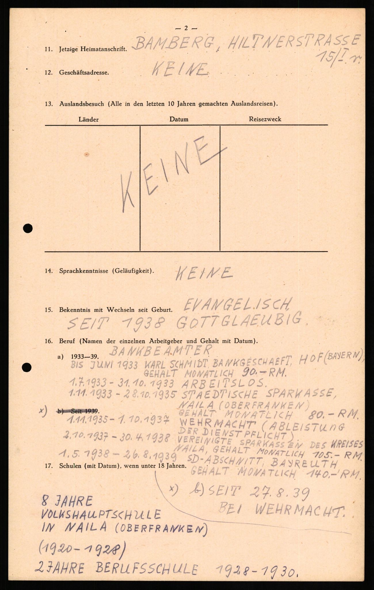 Forsvaret, Forsvarets overkommando II, AV/RA-RAFA-3915/D/Db/L0026: CI Questionaires. Tyske okkupasjonsstyrker i Norge. Tyskere., 1945-1946, p. 341