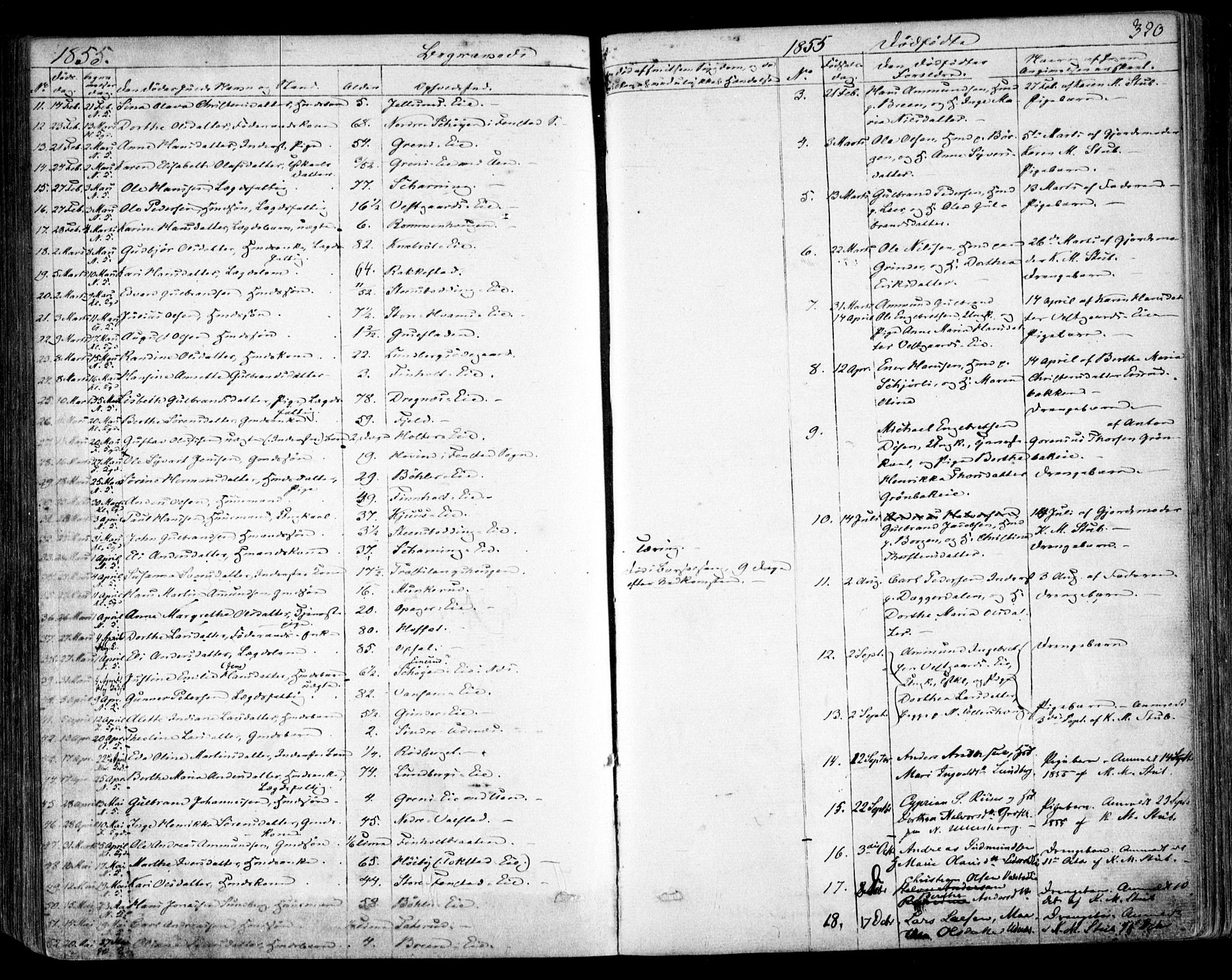 Nes prestekontor Kirkebøker, AV/SAO-A-10410/F/Fa/L0007: Parish register (official) no. I 7, 1846-1858, p. 320