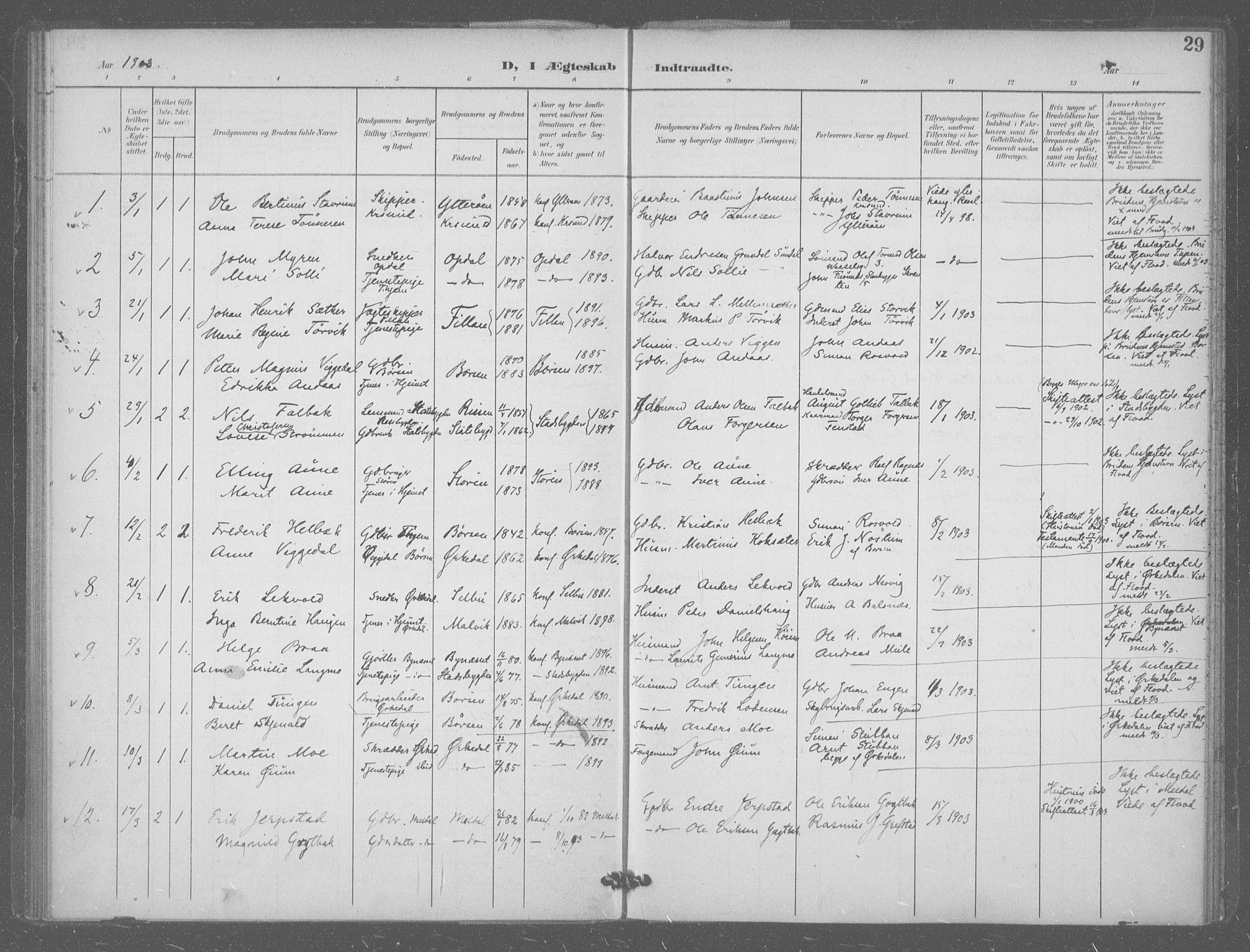 Ministerialprotokoller, klokkerbøker og fødselsregistre - Sør-Trøndelag, SAT/A-1456/601/L0077: Curate's parish register no. 601B10, 1900-1907, p. 29