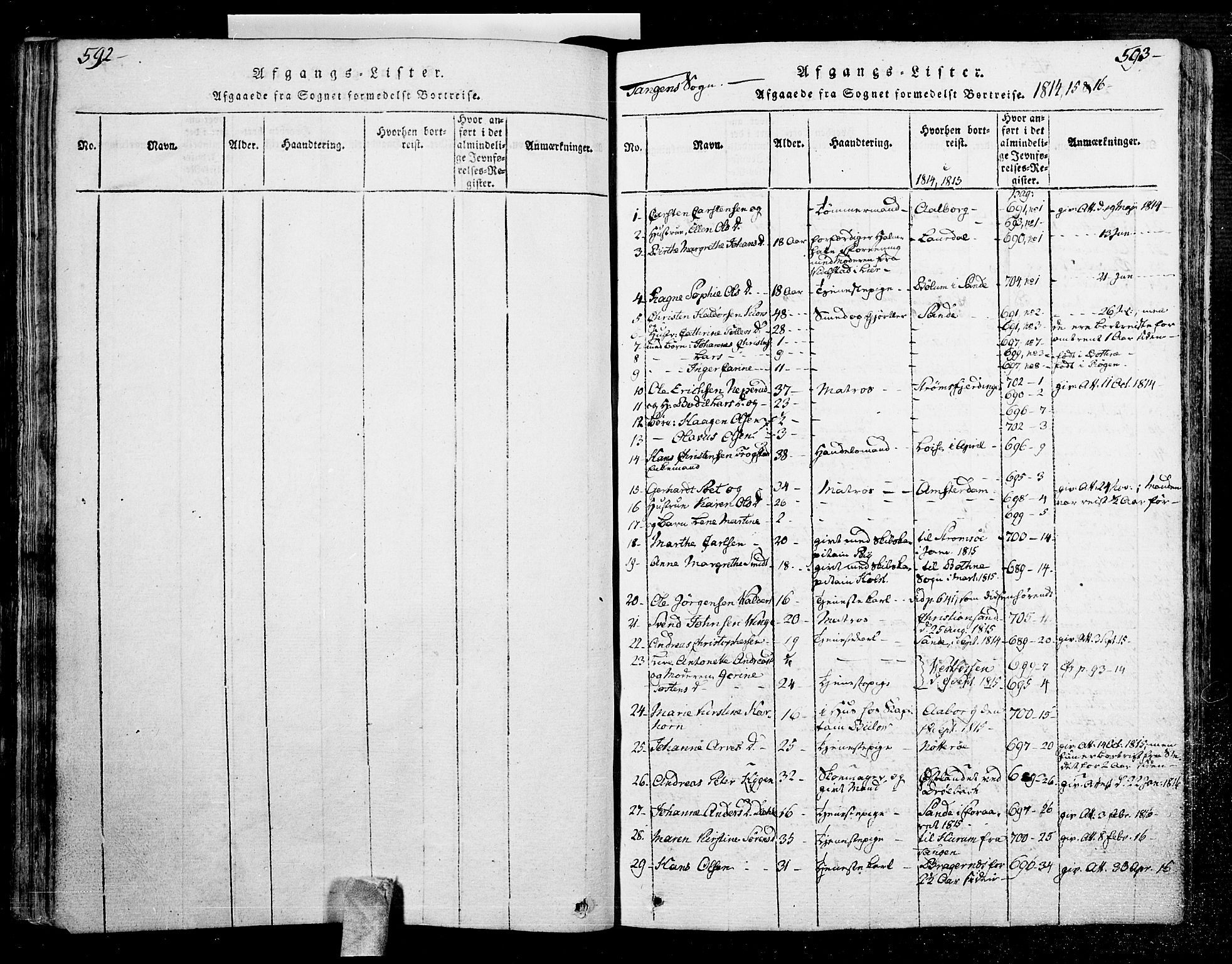 Skoger kirkebøker, AV/SAKO-A-59/F/Fa/L0002: Parish register (official) no. I 2 /2, 1814-1842, p. 592-593