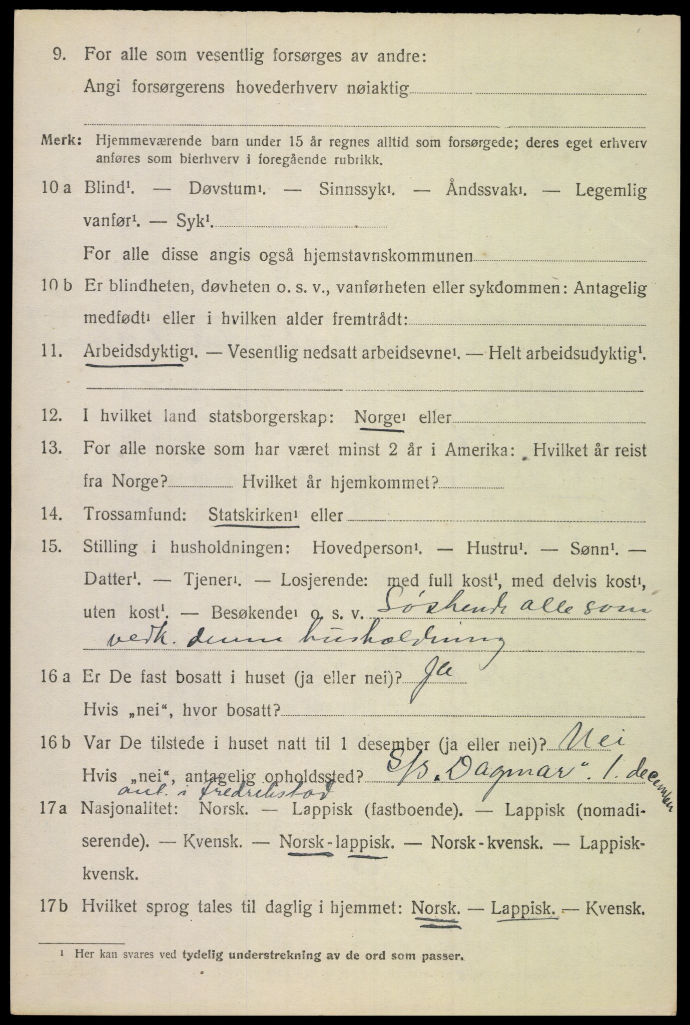 SAT, 1920 census for Evenes, 1920, p. 12797