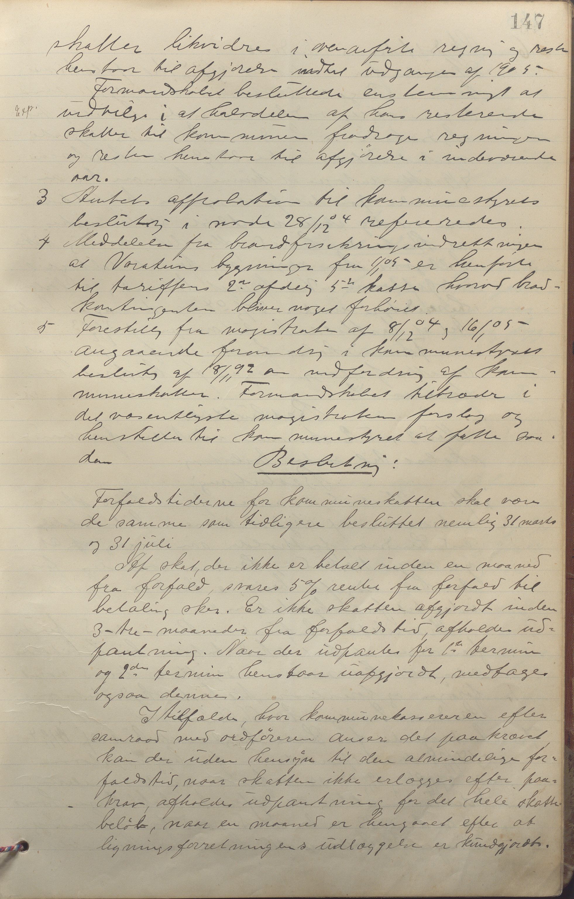 Sandnes kommune - Formannskapet og Bystyret, IKAR/K-100188/Aa/L0006: Møtebok, 1902-1909, p. 147