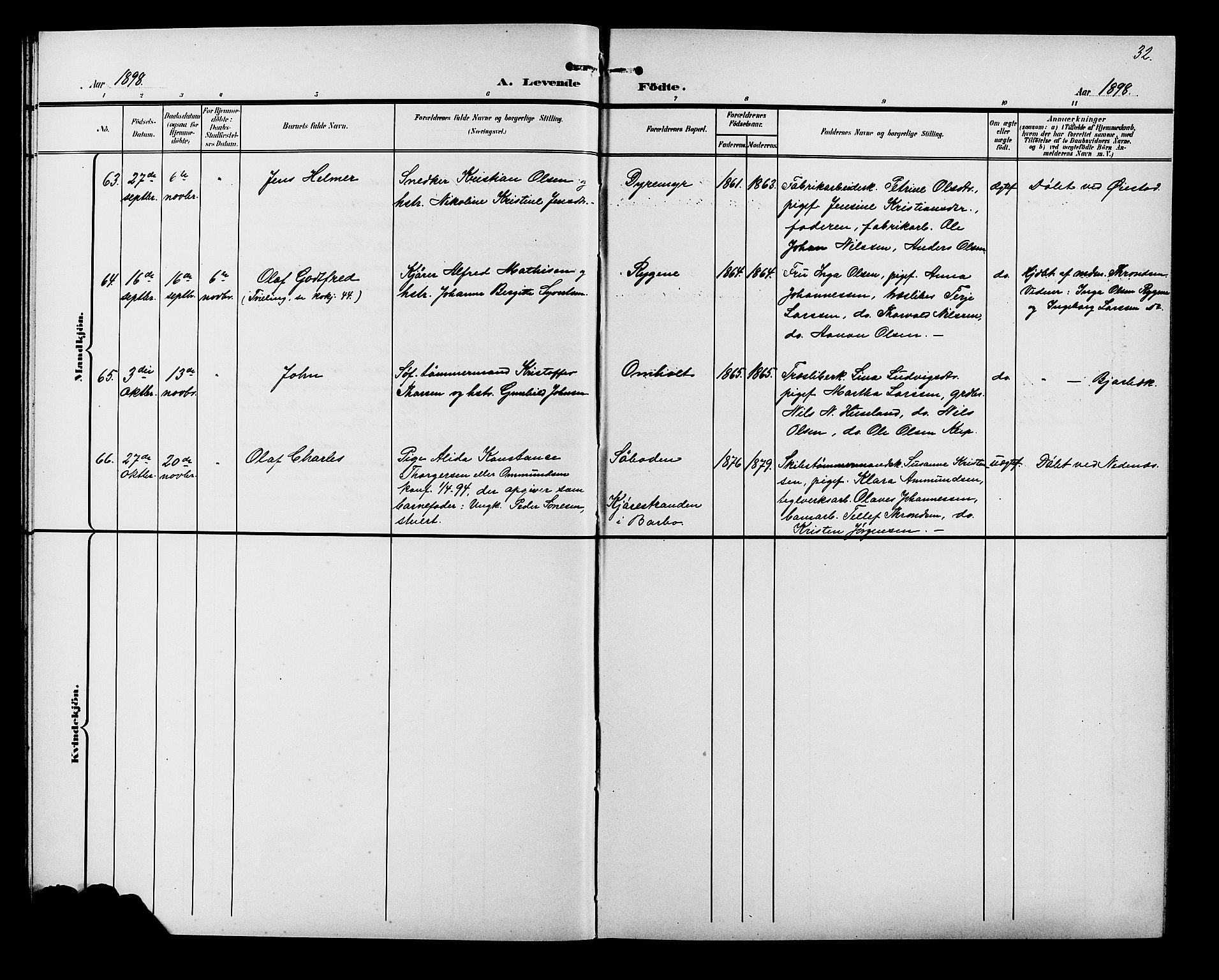 Øyestad sokneprestkontor, AV/SAK-1111-0049/F/Fb/L0010: Parish register (copy) no. B 10, 1897-1906, p. 32