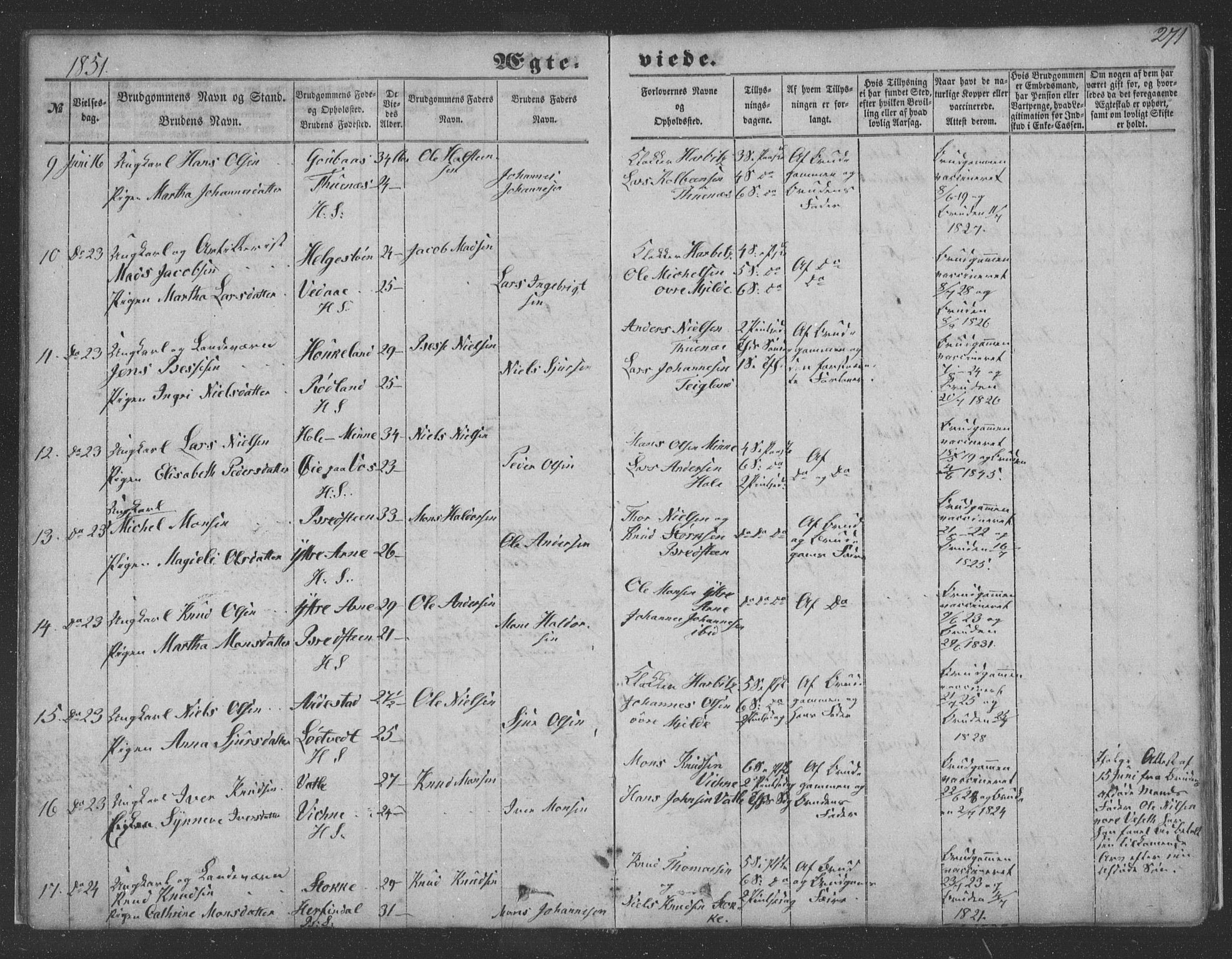 Haus sokneprestembete, AV/SAB-A-75601/H/Haa: Parish register (official) no. A 16 II, 1848-1857, p. 271