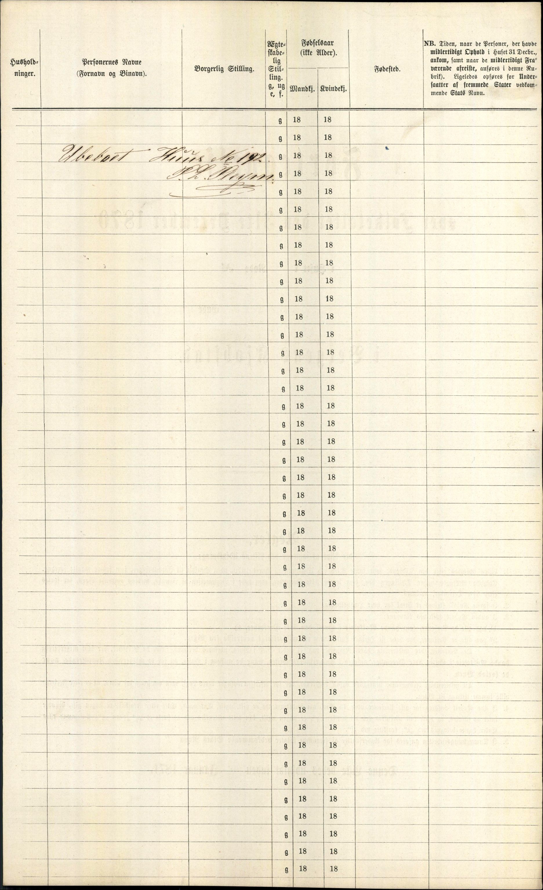 RA, 1870 census for 1301 Bergen, 1870