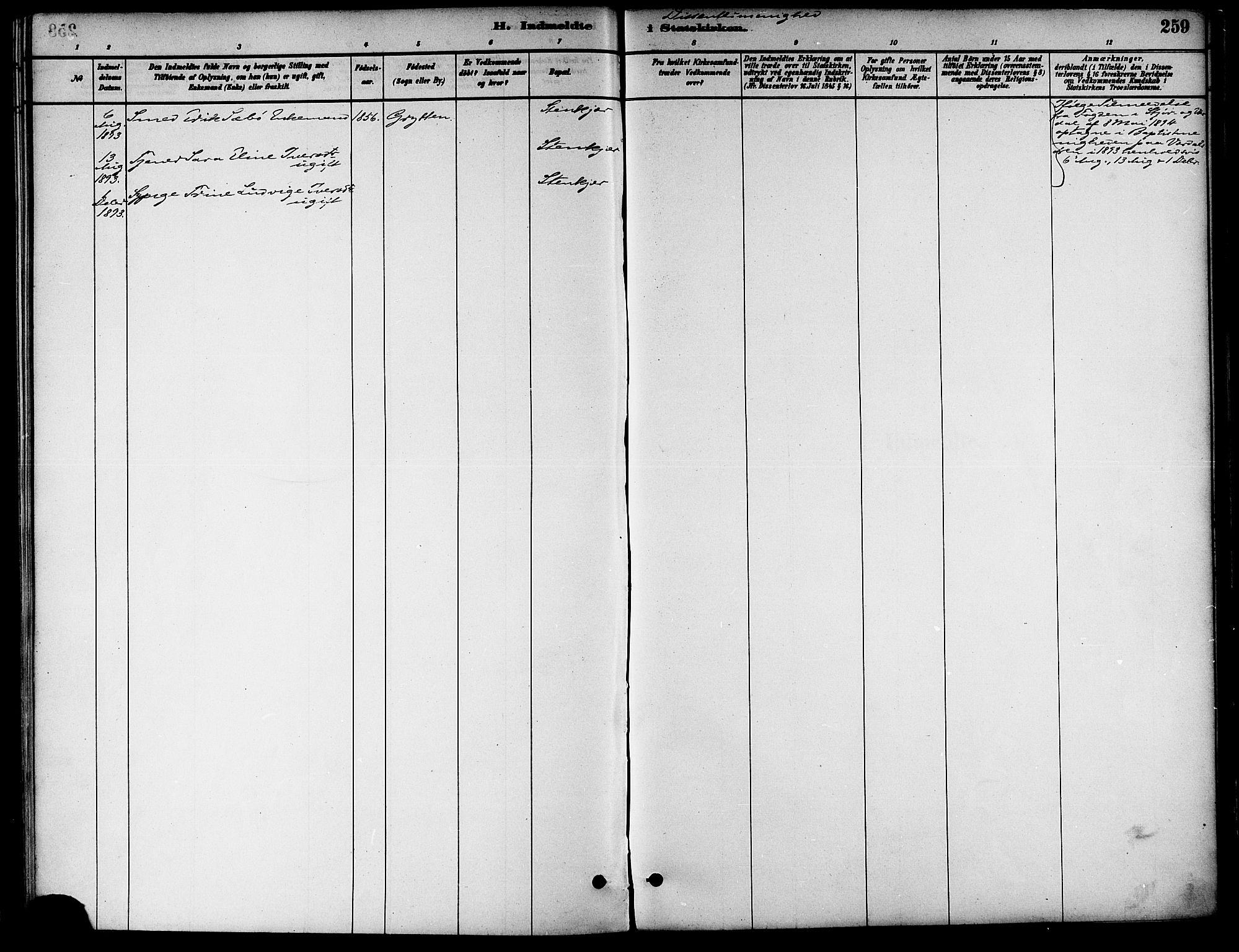 Ministerialprotokoller, klokkerbøker og fødselsregistre - Nord-Trøndelag, SAT/A-1458/739/L0371: Parish register (official) no. 739A03, 1881-1895, p. 259