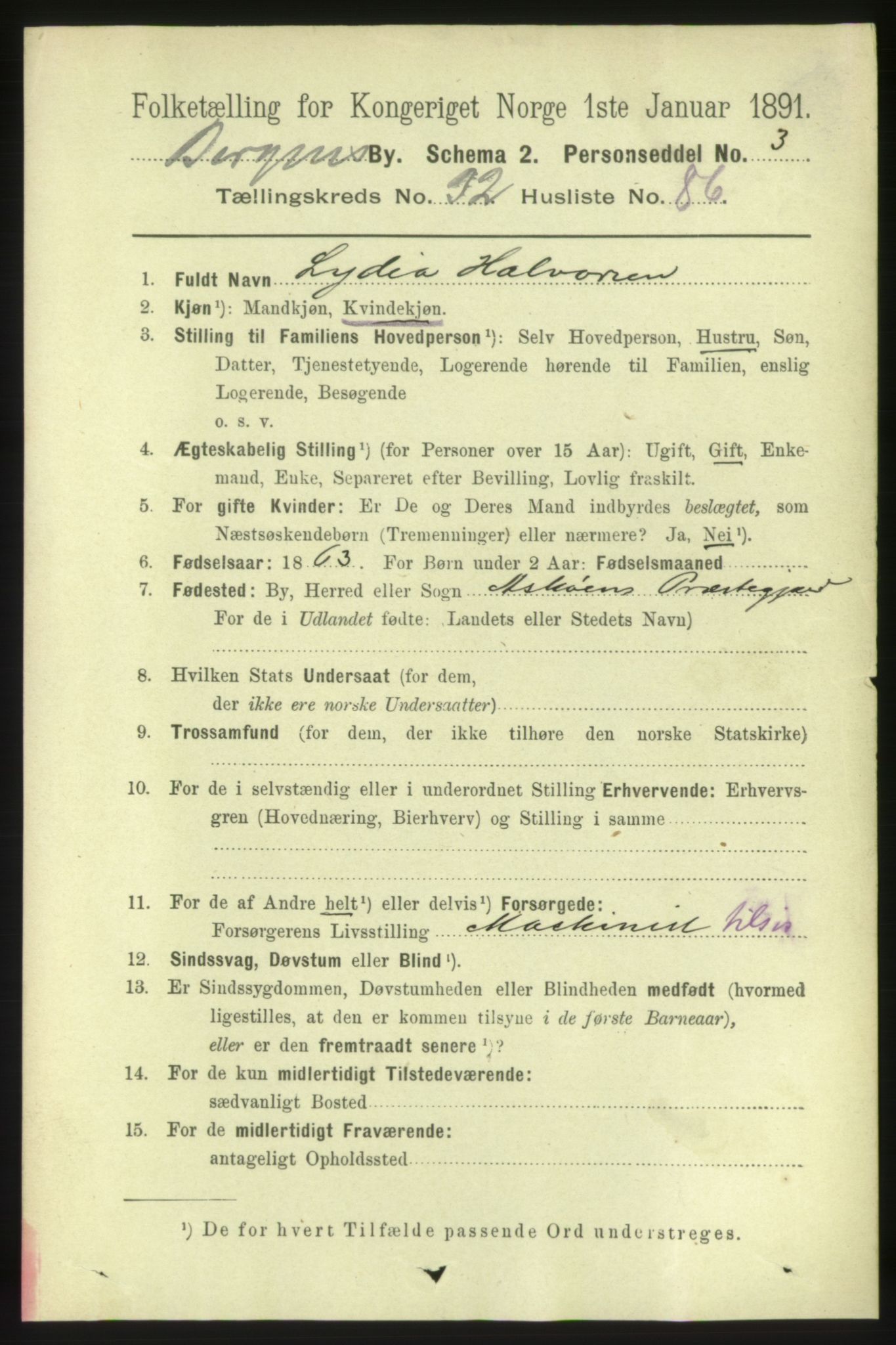 RA, 1891 Census for 1301 Bergen, 1891, p. 40917