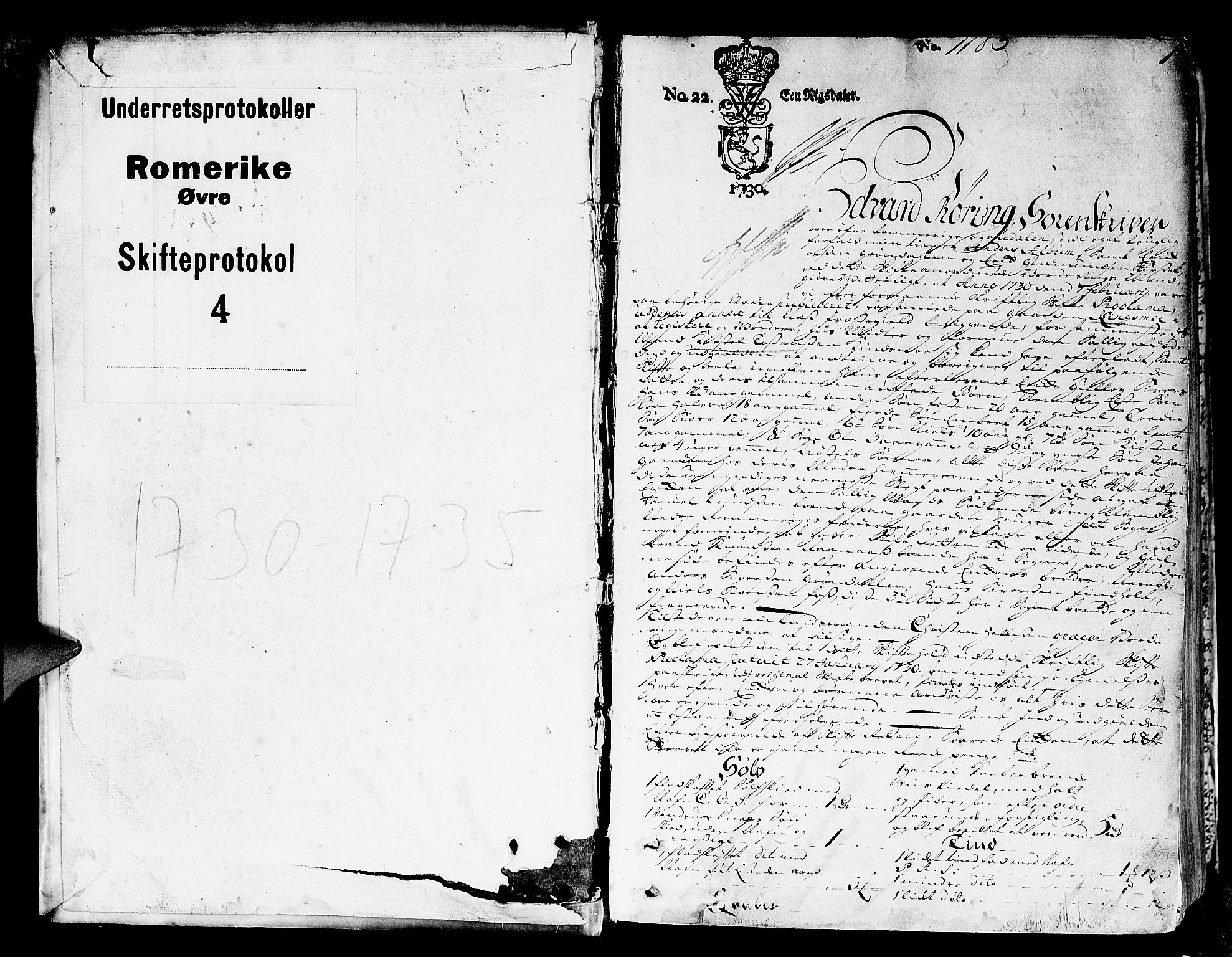 Øvre Romerike sorenskriveri, SAO/A-10649/H/Hb/L0004: Skifteprotokoll nr. 4, 1730-1735, p. 0b-1a