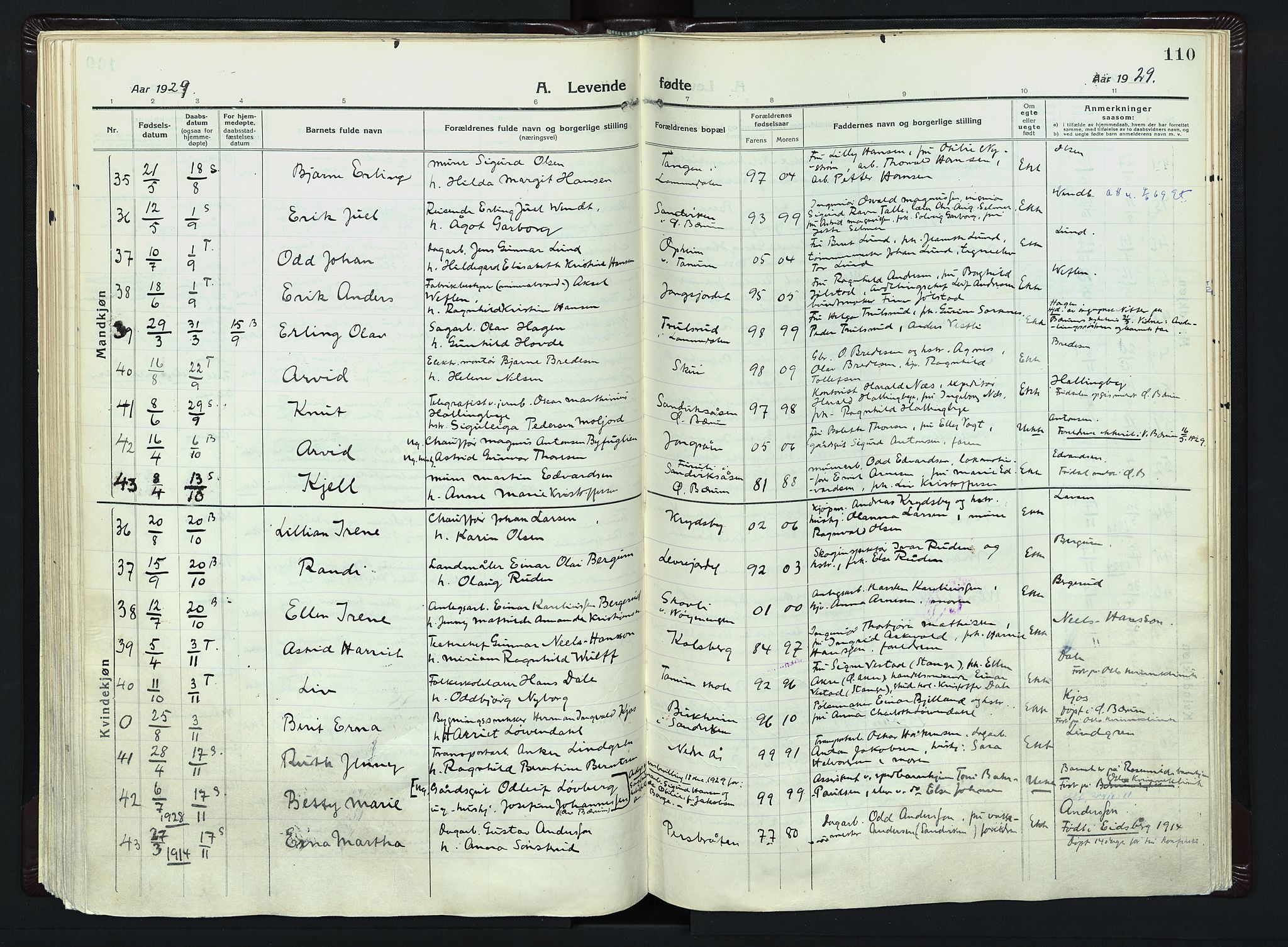 Vestre Bærum prestekontor Kirkebøker, AV/SAO-A-10209a/F/Fa/L0003: Parish register (official) no. 3, 1916-1930, p. 110