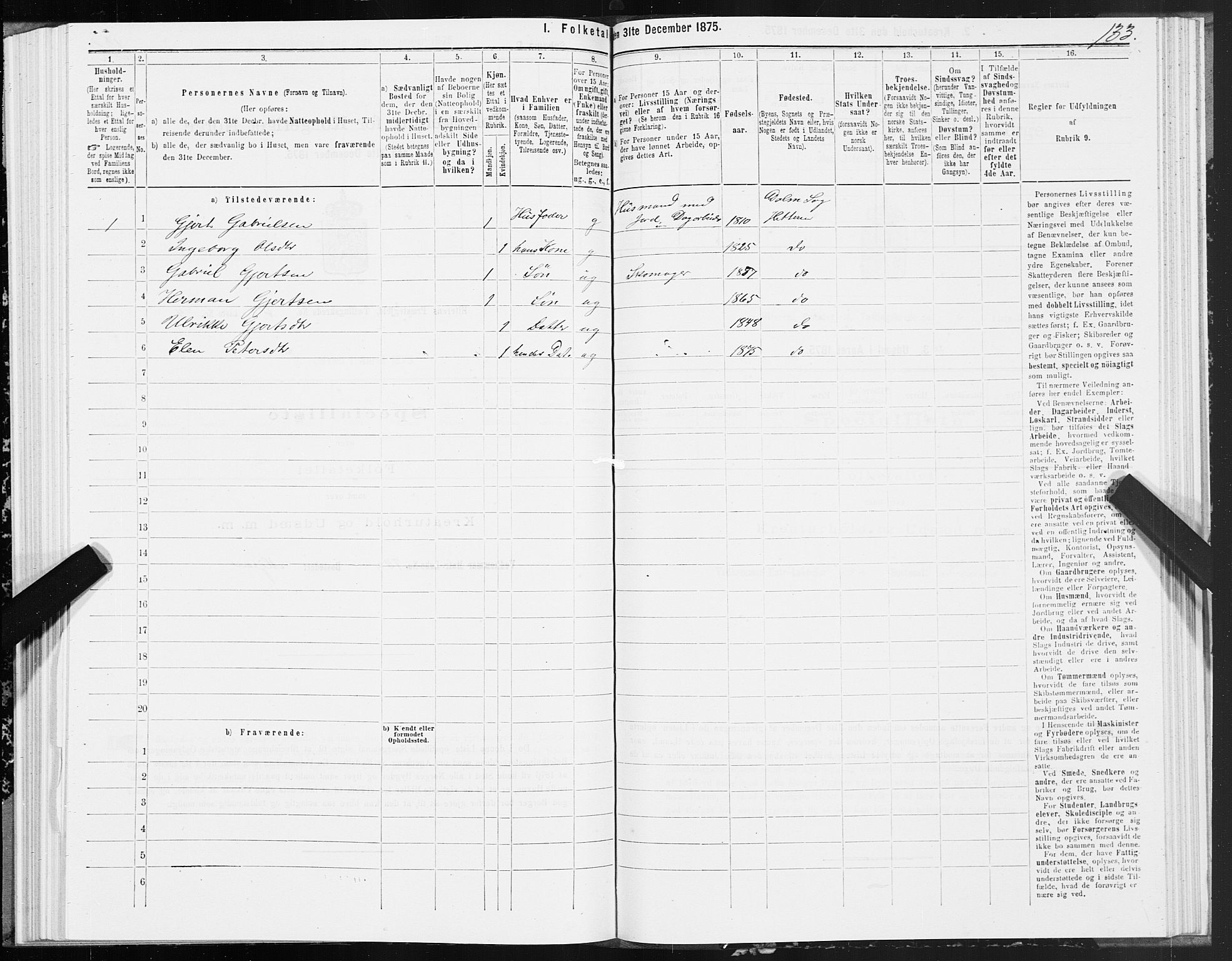 SAT, 1875 census for 1617P Hitra, 1875, p. 3133