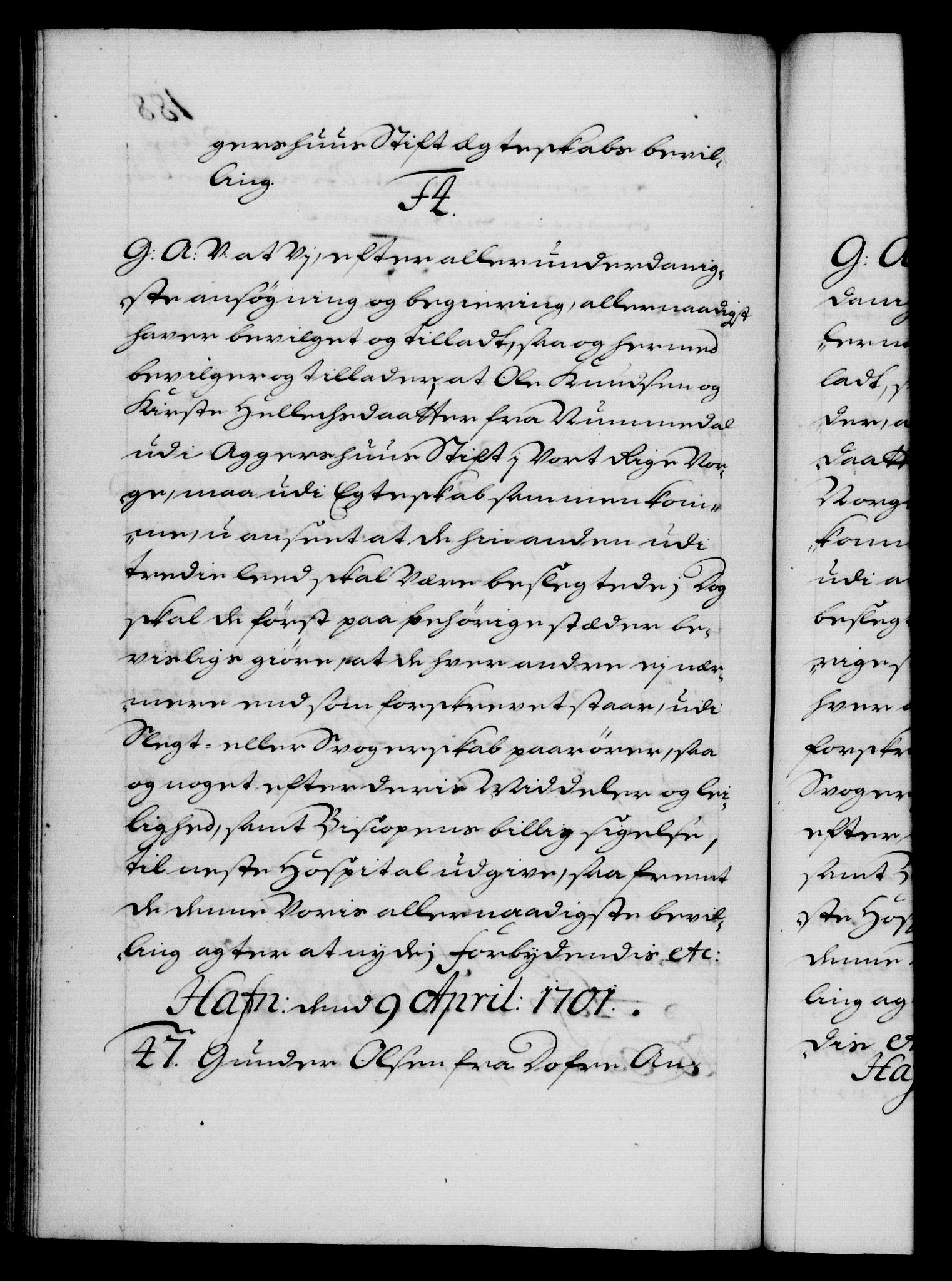 Danske Kanselli 1572-1799, AV/RA-EA-3023/F/Fc/Fca/Fcaa/L0018: Norske registre, 1699-1703, p. 188b