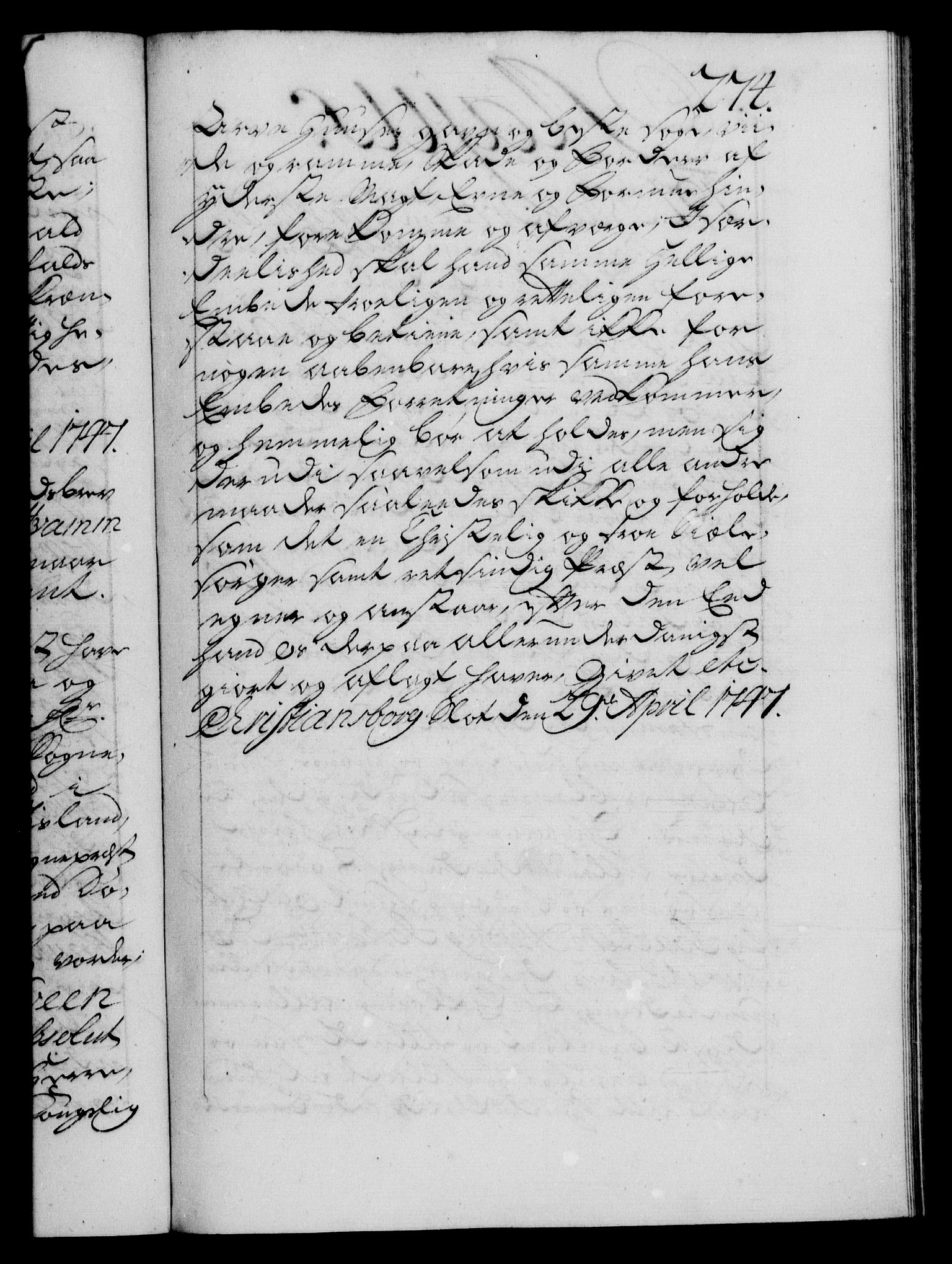 Danske Kanselli 1572-1799, AV/RA-EA-3023/F/Fc/Fca/Fcaa/L0035: Norske registre, 1746-1748, p. 274a