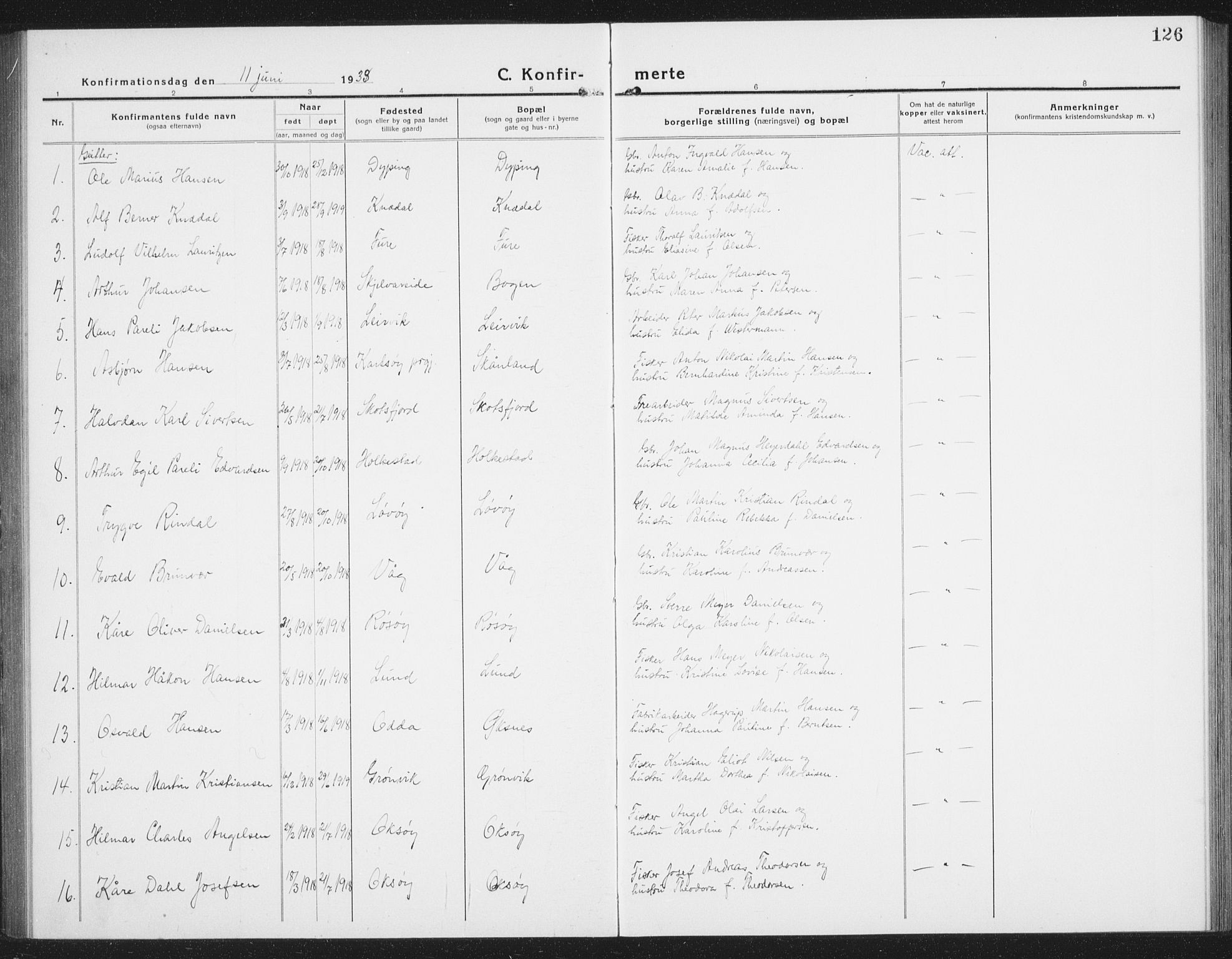 Ministerialprotokoller, klokkerbøker og fødselsregistre - Nordland, AV/SAT-A-1459/855/L0817: Parish register (copy) no. 855C06, 1917-1934, p. 126