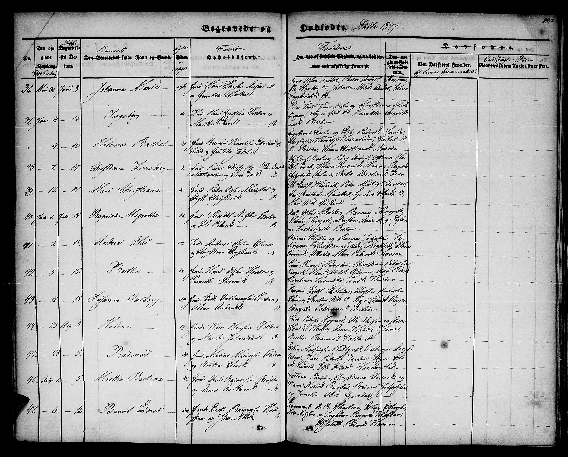 Davik sokneprestembete, AV/SAB-A-79701/H/Haa/Haaa/L0004: Parish register (official) no. A 4, 1830-1849, p. 287