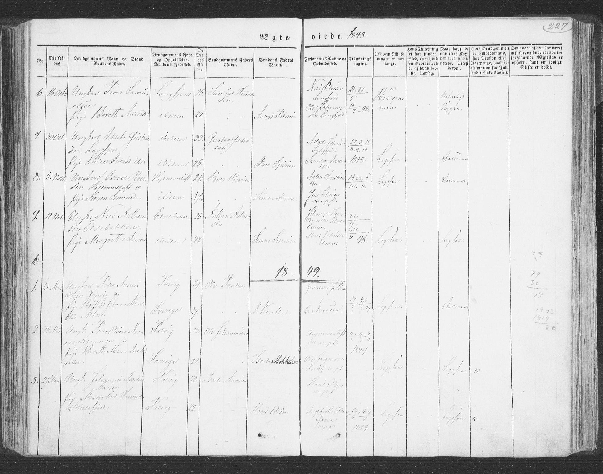 Talvik sokneprestkontor, AV/SATØ-S-1337/H/Ha/L0009kirke: Parish register (official) no. 9, 1837-1852, p. 227