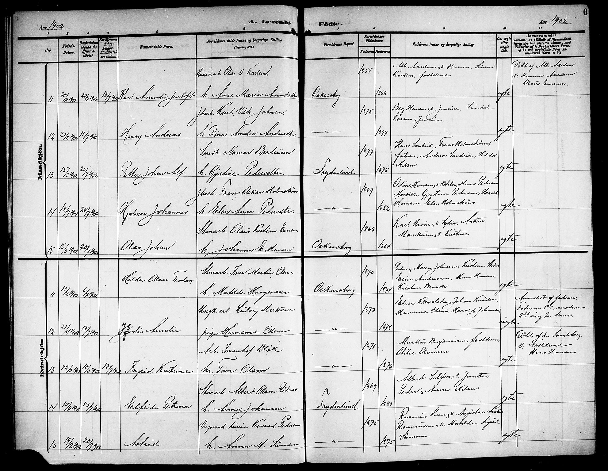 Ministerialprotokoller, klokkerbøker og fødselsregistre - Nordland, AV/SAT-A-1459/871/L1012: Parish register (copy) no. 871C01, 1902-1909, p. 6