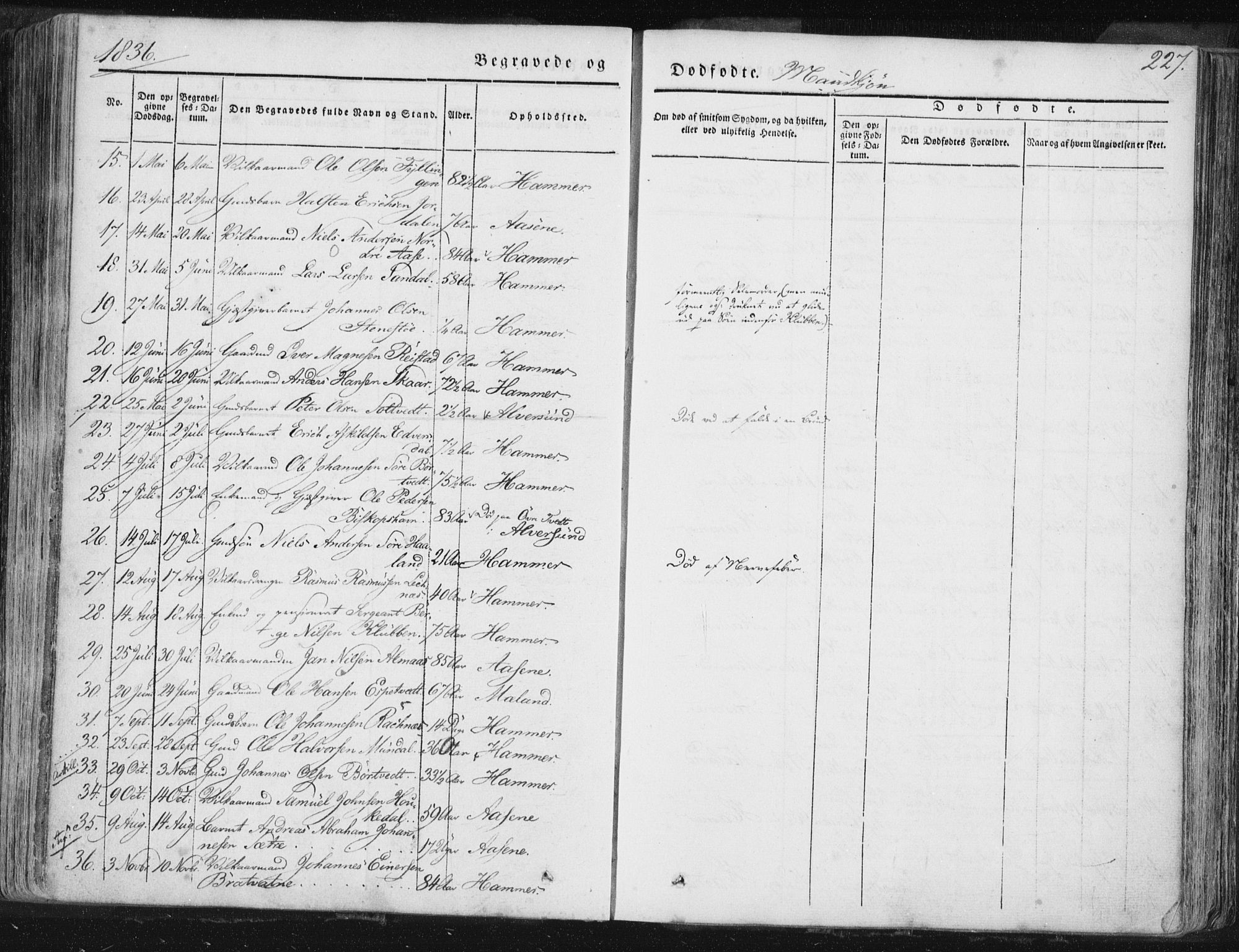 Hamre sokneprestembete, AV/SAB-A-75501/H/Ha/Haa/Haaa/L0012: Parish register (official) no. A 12, 1834-1845, p. 227