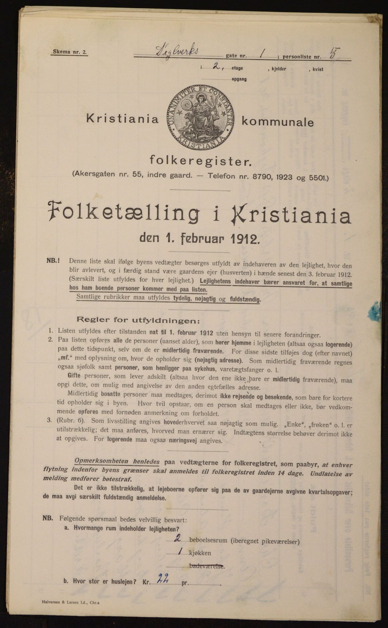 OBA, Municipal Census 1912 for Kristiania, 1912, p. 107407