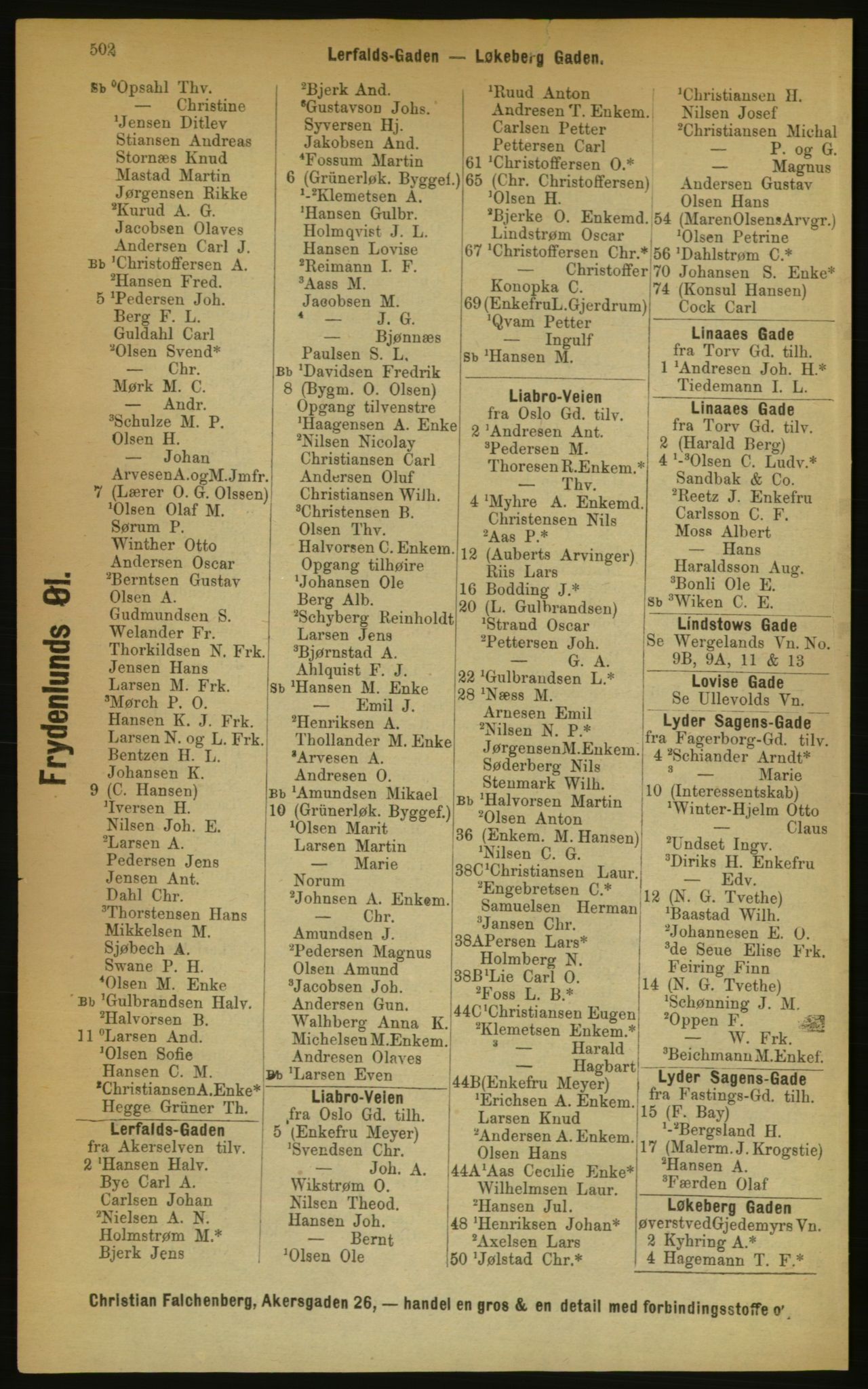 Kristiania/Oslo adressebok, PUBL/-, 1889, p. 502