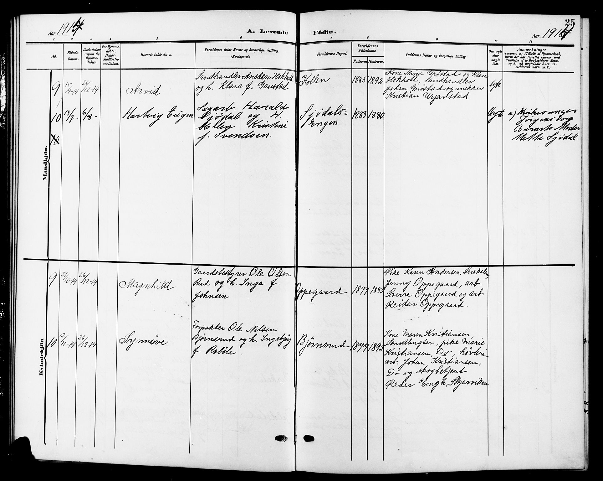 Nesodden prestekontor Kirkebøker, AV/SAO-A-10013/G/Gb/L0001: Parish register (copy) no. II 1, 1905-1924, p. 25
