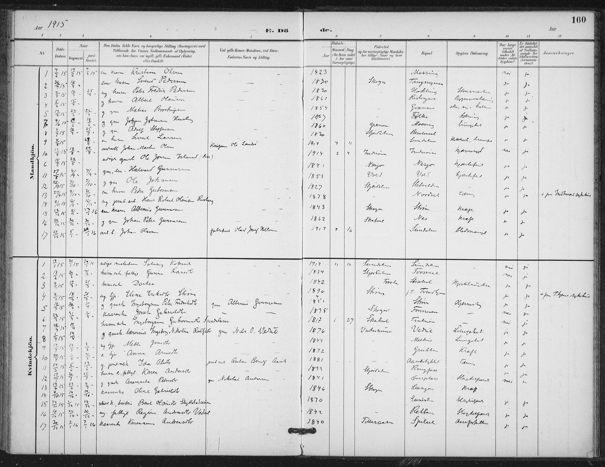 Ministerialprotokoller, klokkerbøker og fødselsregistre - Nord-Trøndelag, AV/SAT-A-1458/714/L0131: Parish register (official) no. 714A02, 1896-1918, p. 160