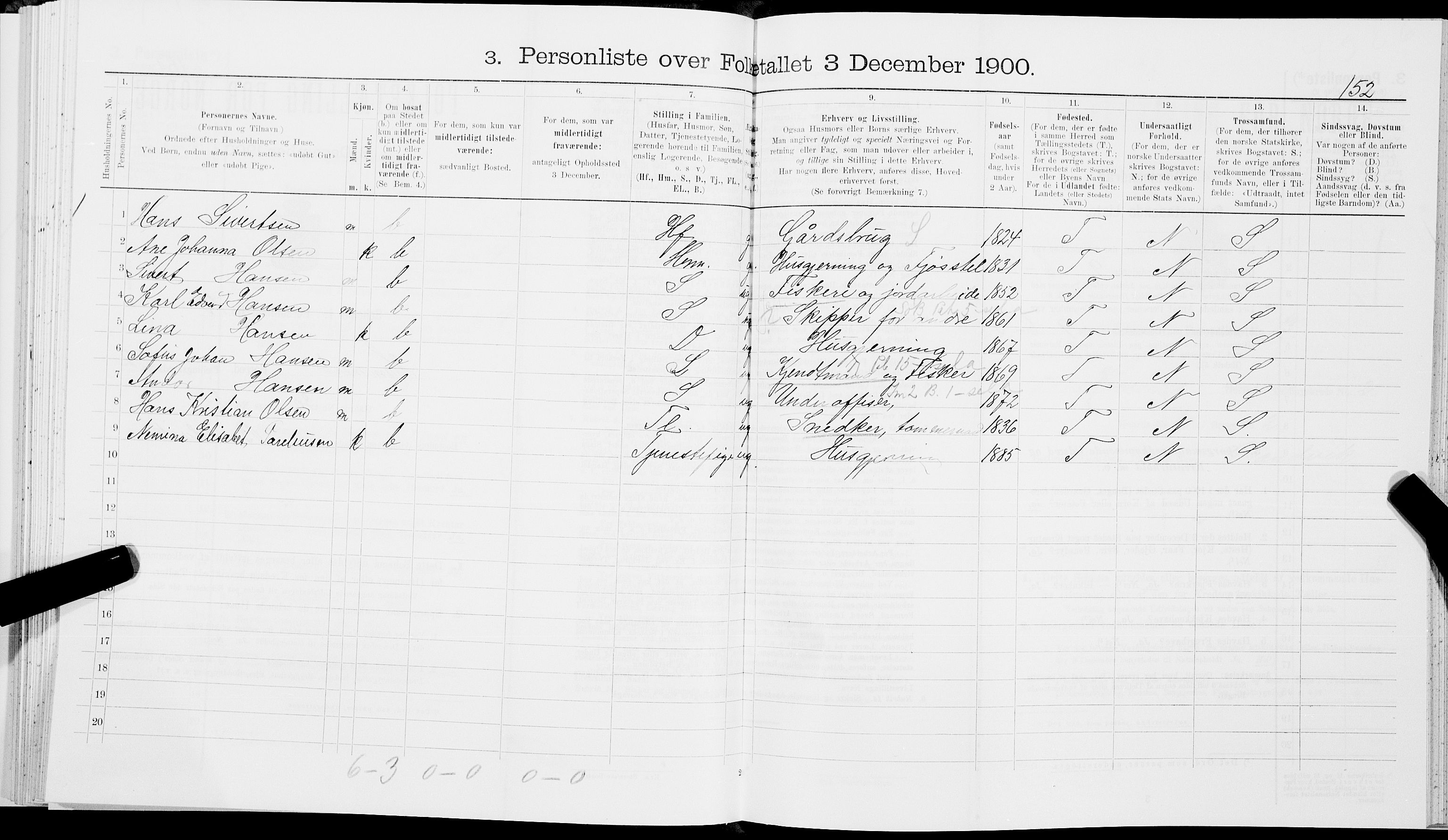 SAT, 1900 census for Hamarøy, 1900, p. 169