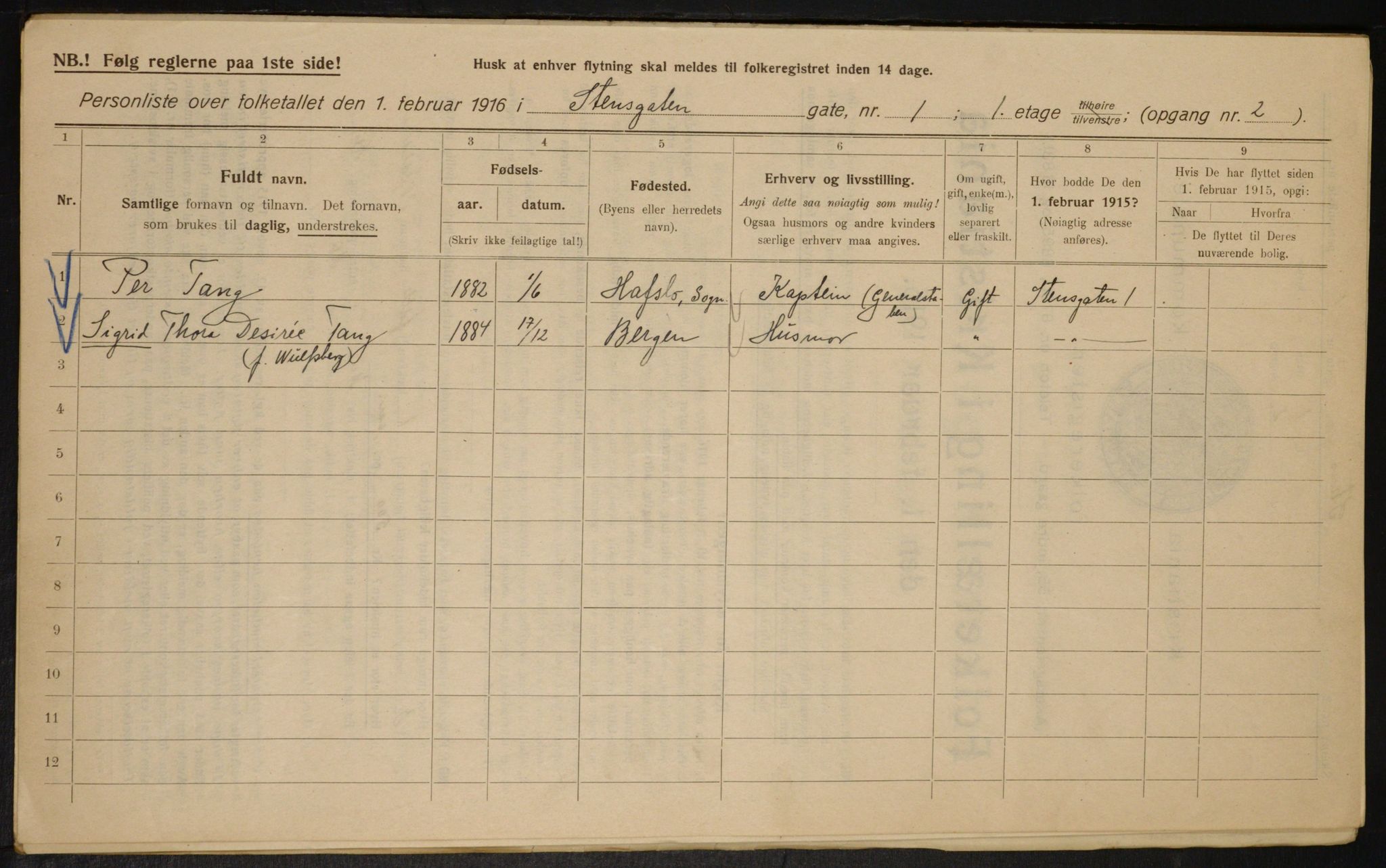 OBA, Municipal Census 1916 for Kristiania, 1916, p. 104451