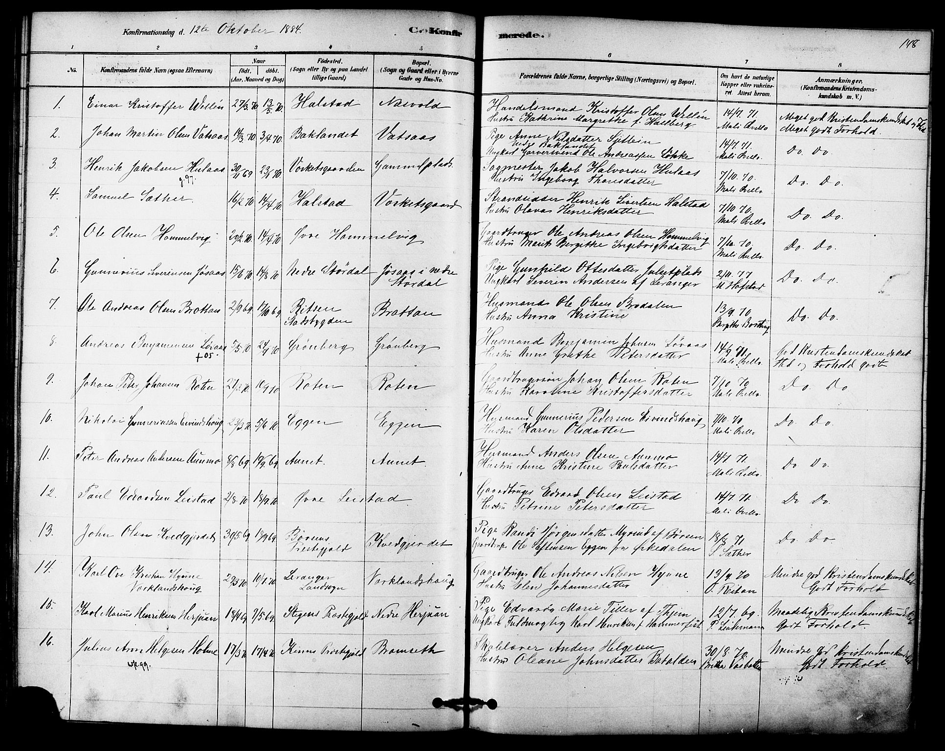 Ministerialprotokoller, klokkerbøker og fødselsregistre - Sør-Trøndelag, SAT/A-1456/616/L0410: Parish register (official) no. 616A07, 1878-1893, p. 148
