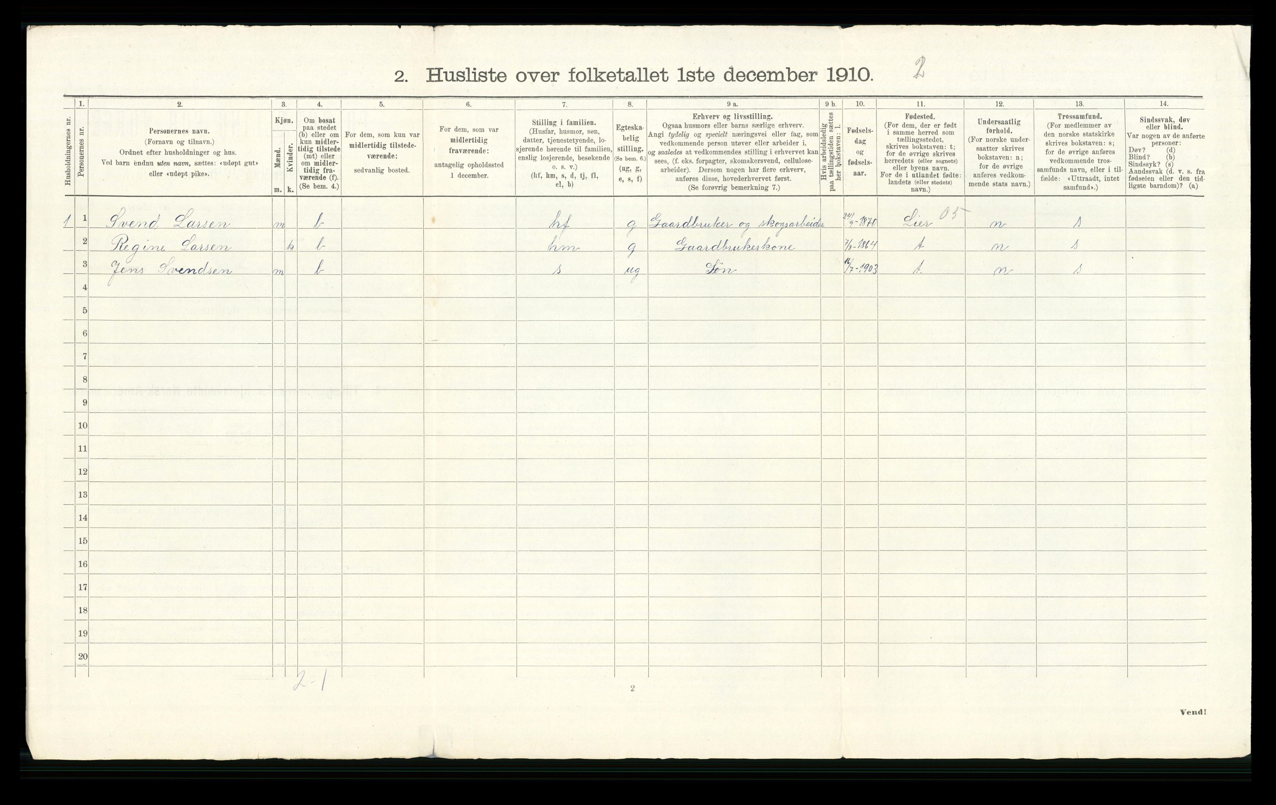 RA, 1910 census for Modum, 1910, p. 103