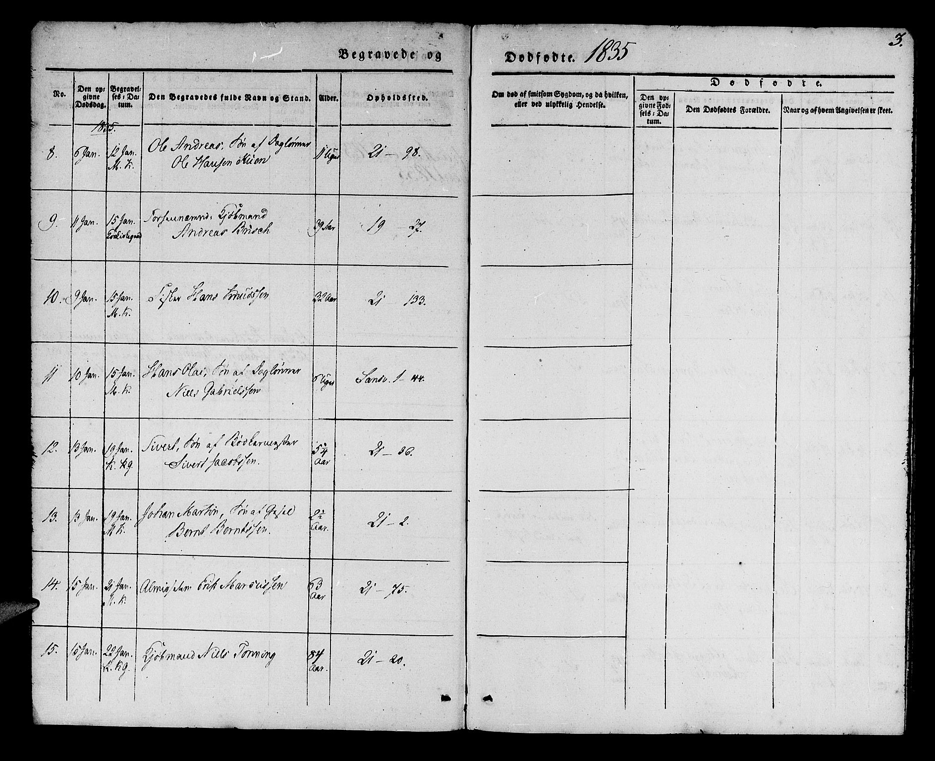 Korskirken sokneprestembete, SAB/A-76101/H/Haa/L0043: Parish register (official) no. E 1, 1834-1848, p. 3