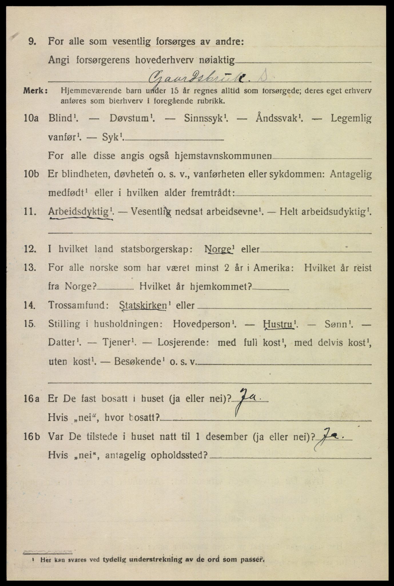 SAK, 1920 census for Grindheim, 1920, p. 566