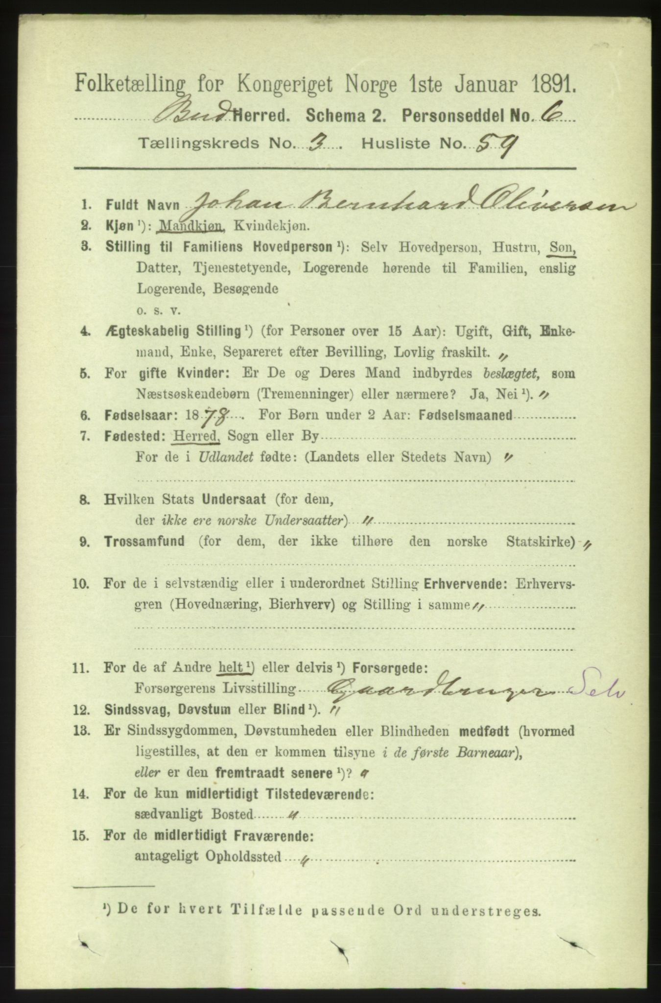 RA, 1891 census for 1549 Bud, 1891, p. 1860