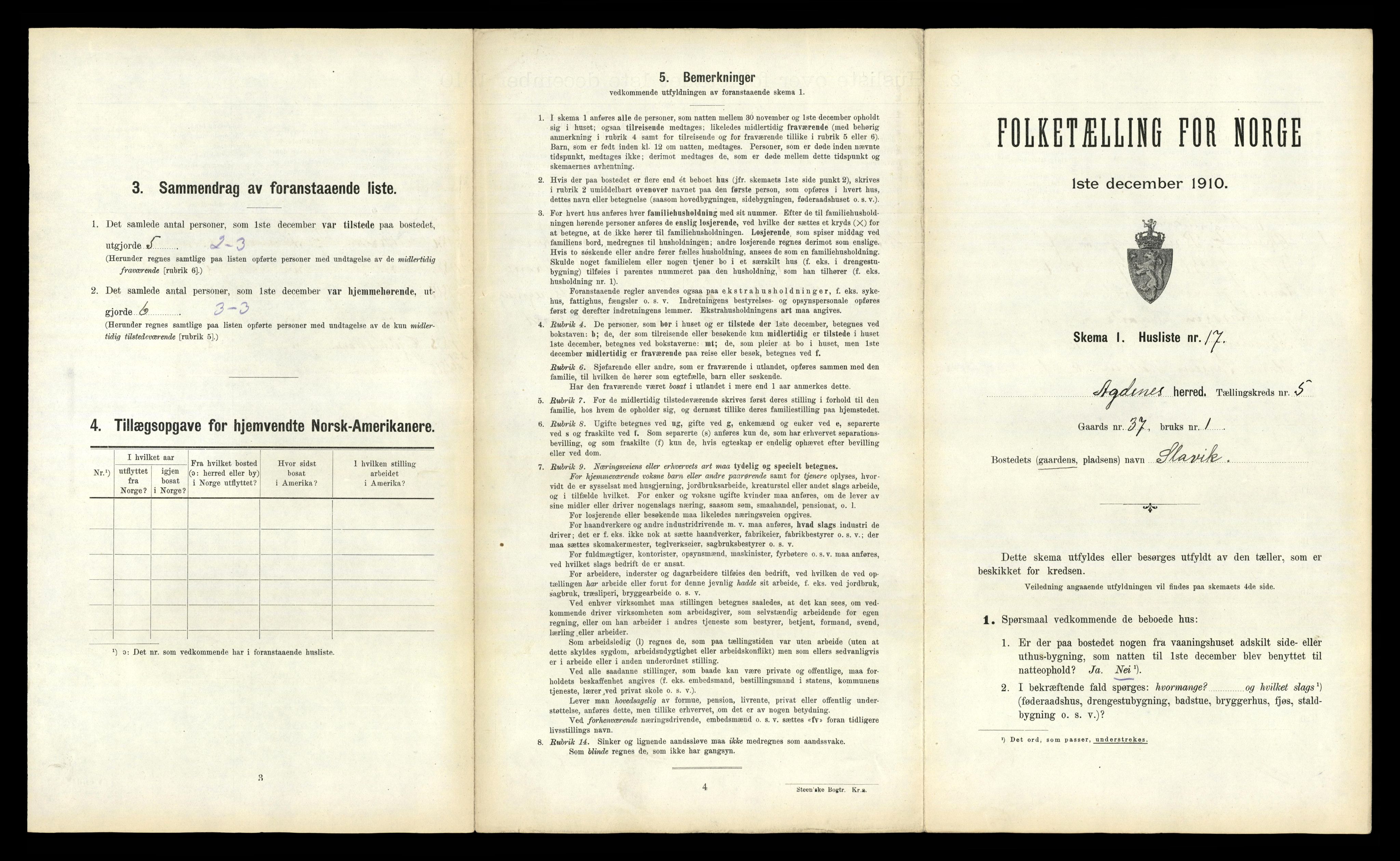 RA, 1910 census for Agdenes, 1910, p. 339