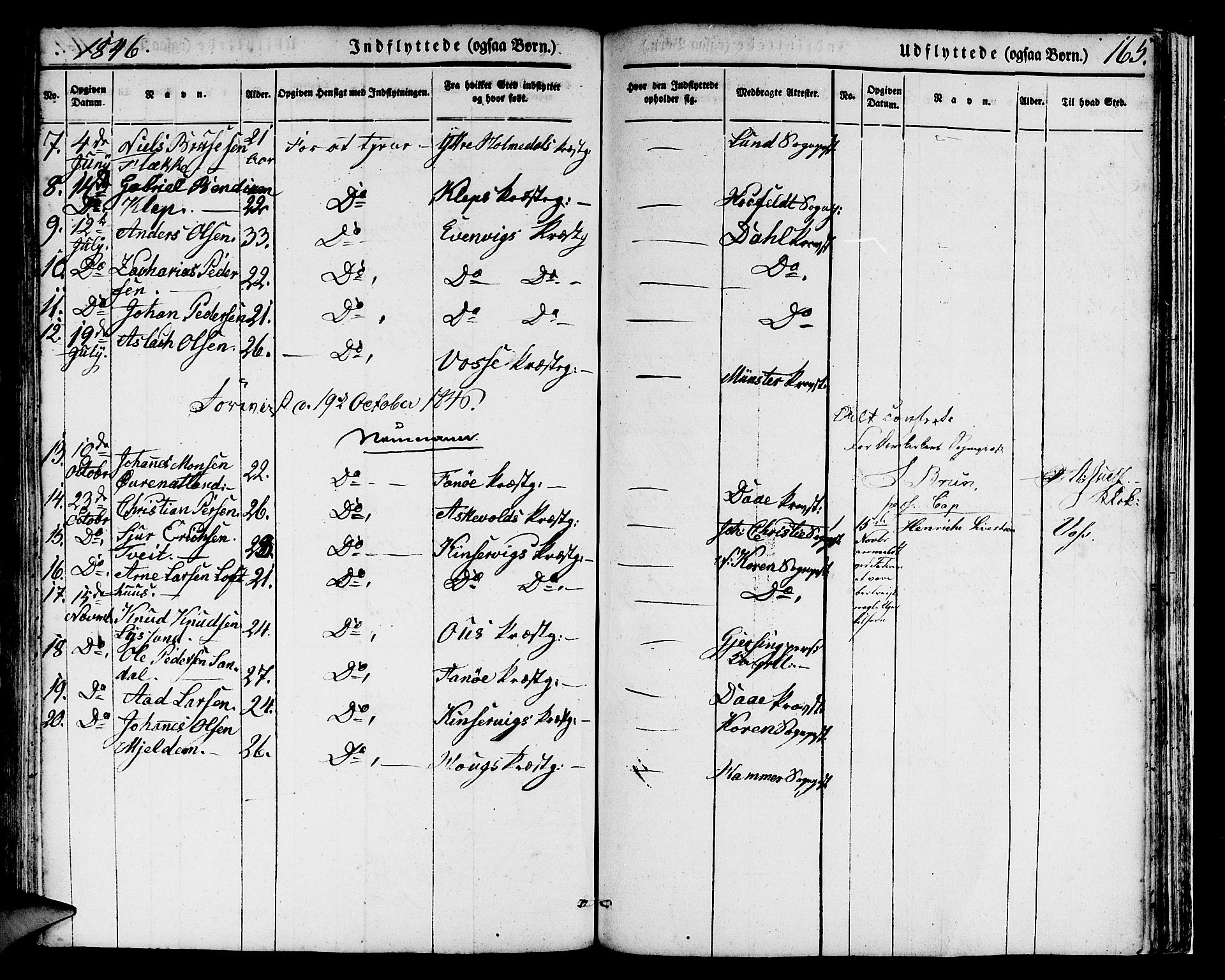 Domkirken sokneprestembete, SAB/A-74801/H/Hab/L0029: Parish register (copy) no. D 1, 1839-1857, p. 165