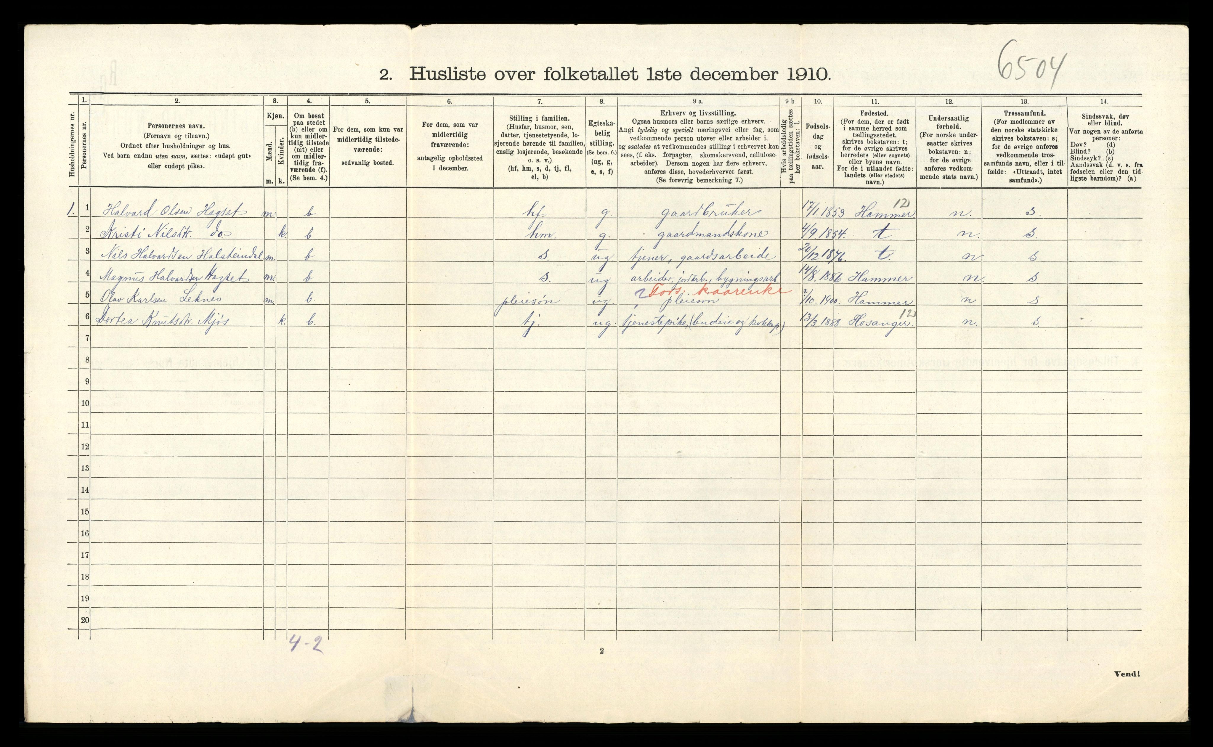 RA, 1910 census for Alversund, 1910, p. 1111