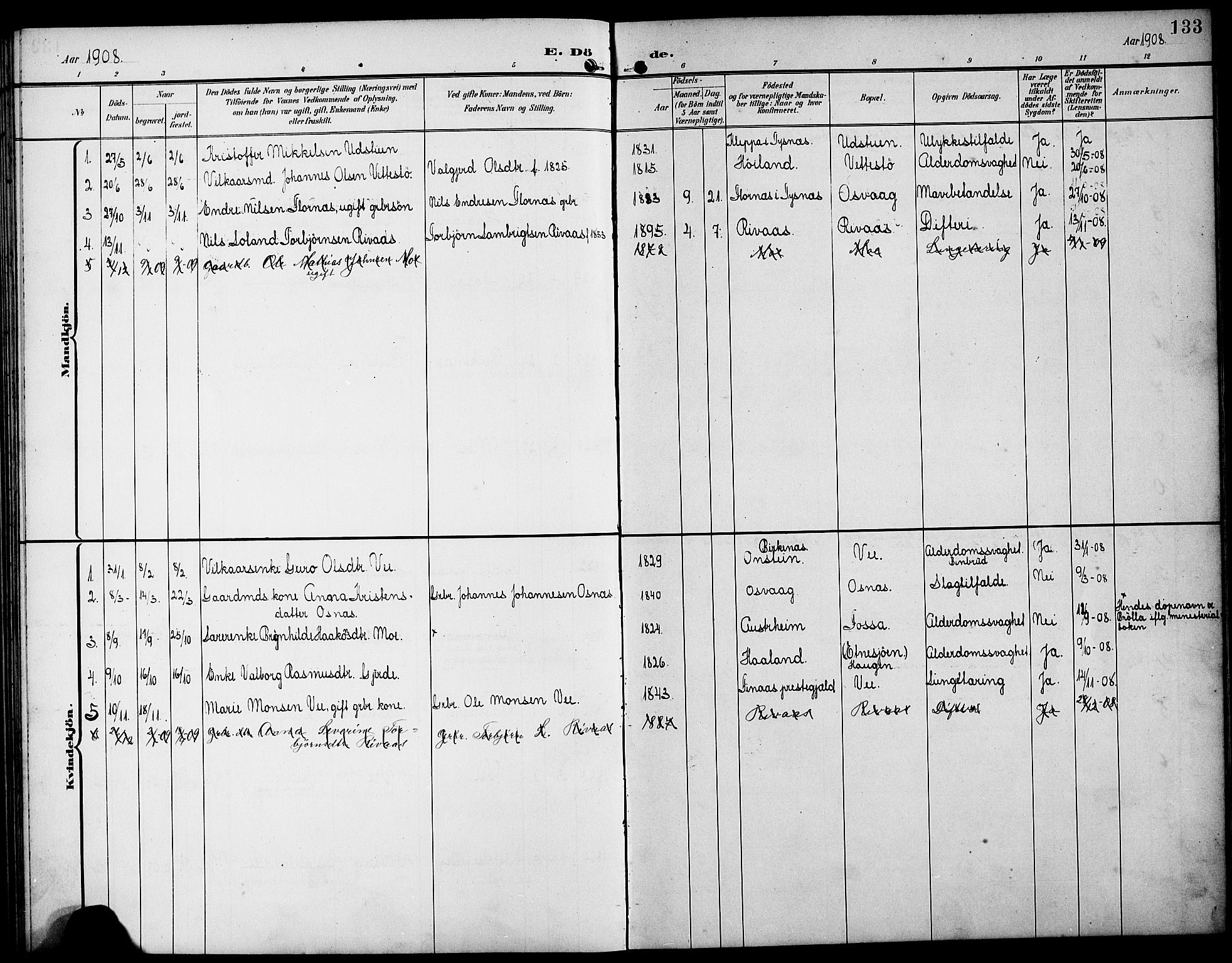 Etne sokneprestembete, SAB/A-75001/H/Hab: Parish register (copy) no. B 5, 1898-1926, p. 133