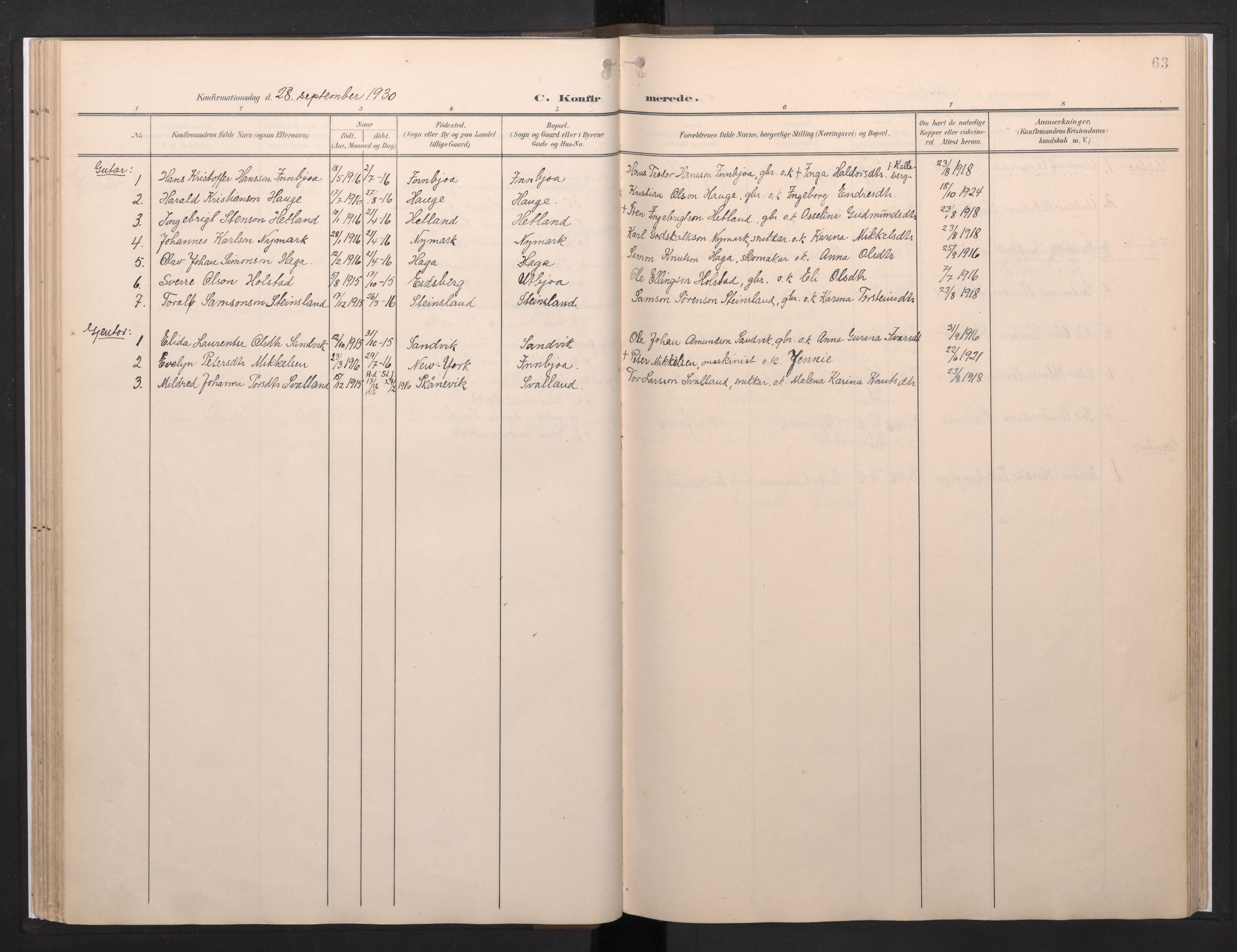 Fjelberg sokneprestembete, AV/SAB-A-75201/H/Haa: Parish register (official) no. E 1, 1903-1948, p. 63