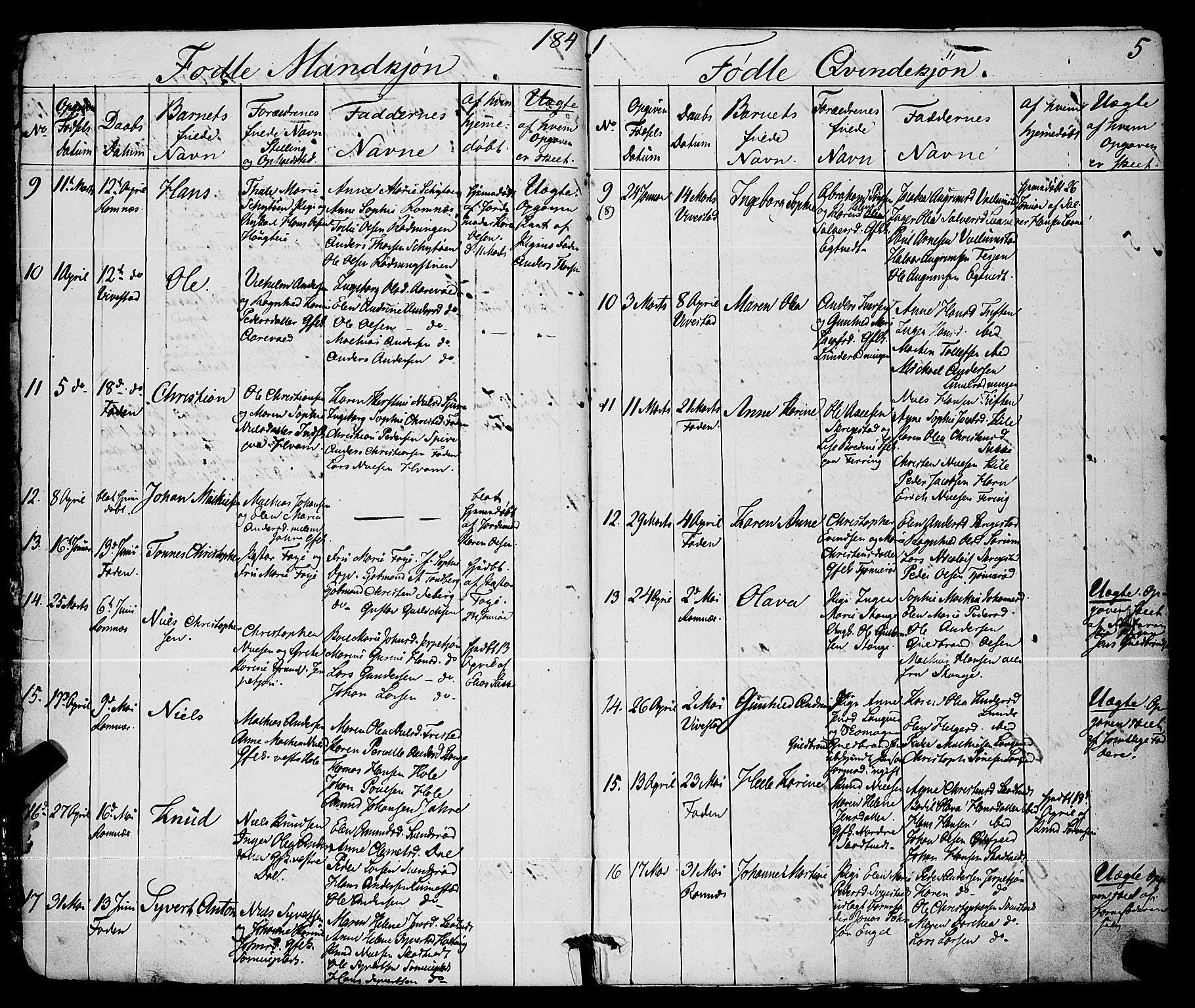 Ramnes kirkebøker, SAKO/A-314/F/Fa/L0005: Parish register (official) no. I 5, 1841-1861, p. 4-5